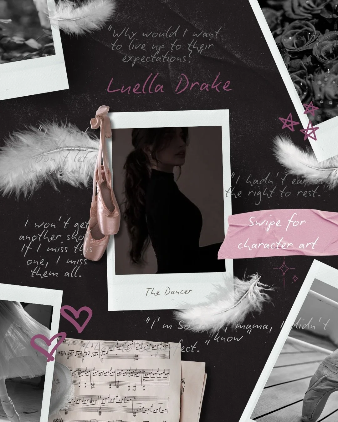 Character reveal for &lsquo;M&rsquo; ✨🫀
A dark Ballerina meets line cook romance! 
&bull;
🩰She falls first 
🤍ballerina x line cook
🍳he LOATHES her (aka bully romance)
🩸murder mystery
💋 toxic love dynamic
💦 so. Much. Aftercare.
💉sibling turned