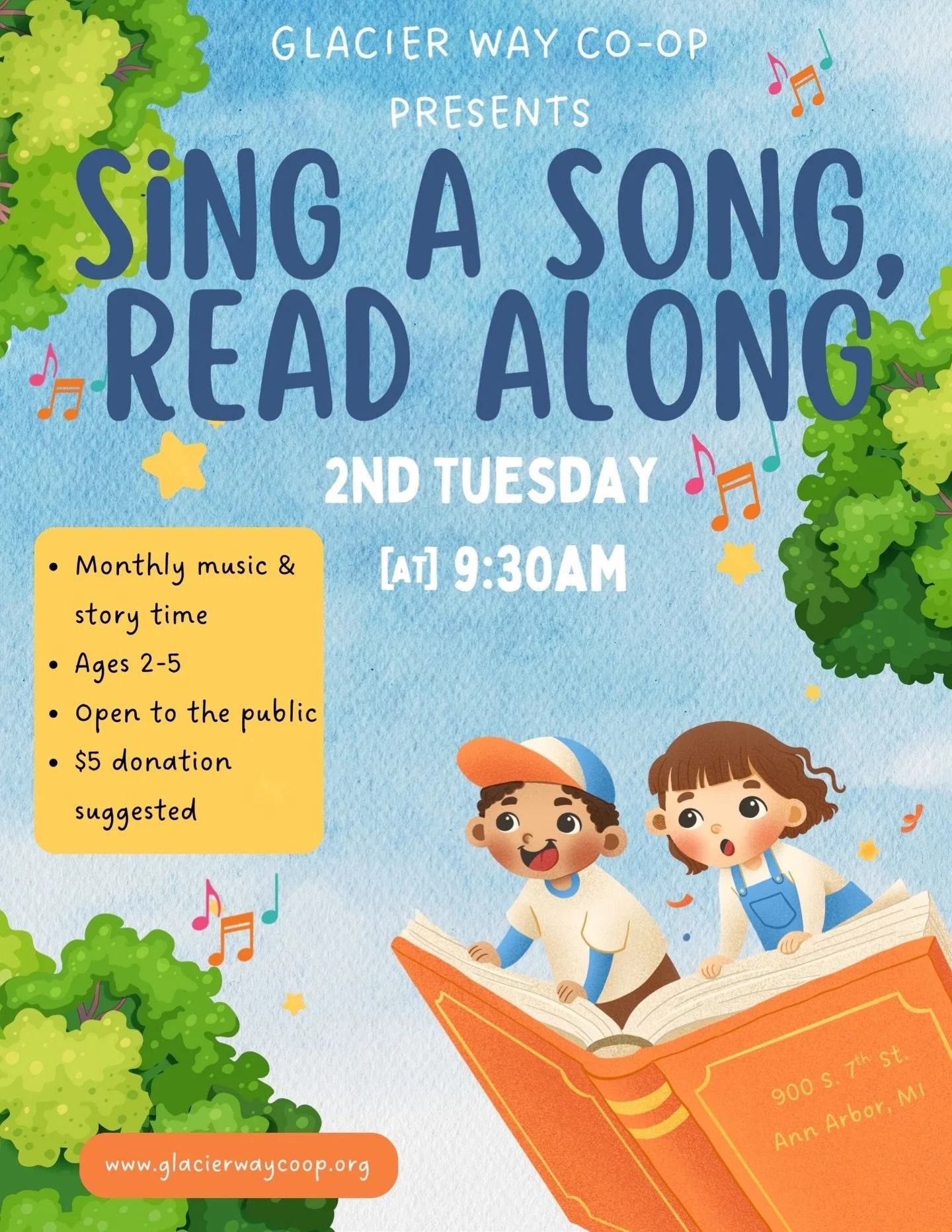 🗓️ Get ready for a fun-filled morning! Sing a Song, Read Along returns on Tuesday, February 10 at 9:30am 🪩. Join us for stories and music 🎶📚. Open to kids aged 2-5 and all are welcome 🌱 #singasong🎤🎶 #learnplayeveryday #glacierwaycooperativepre