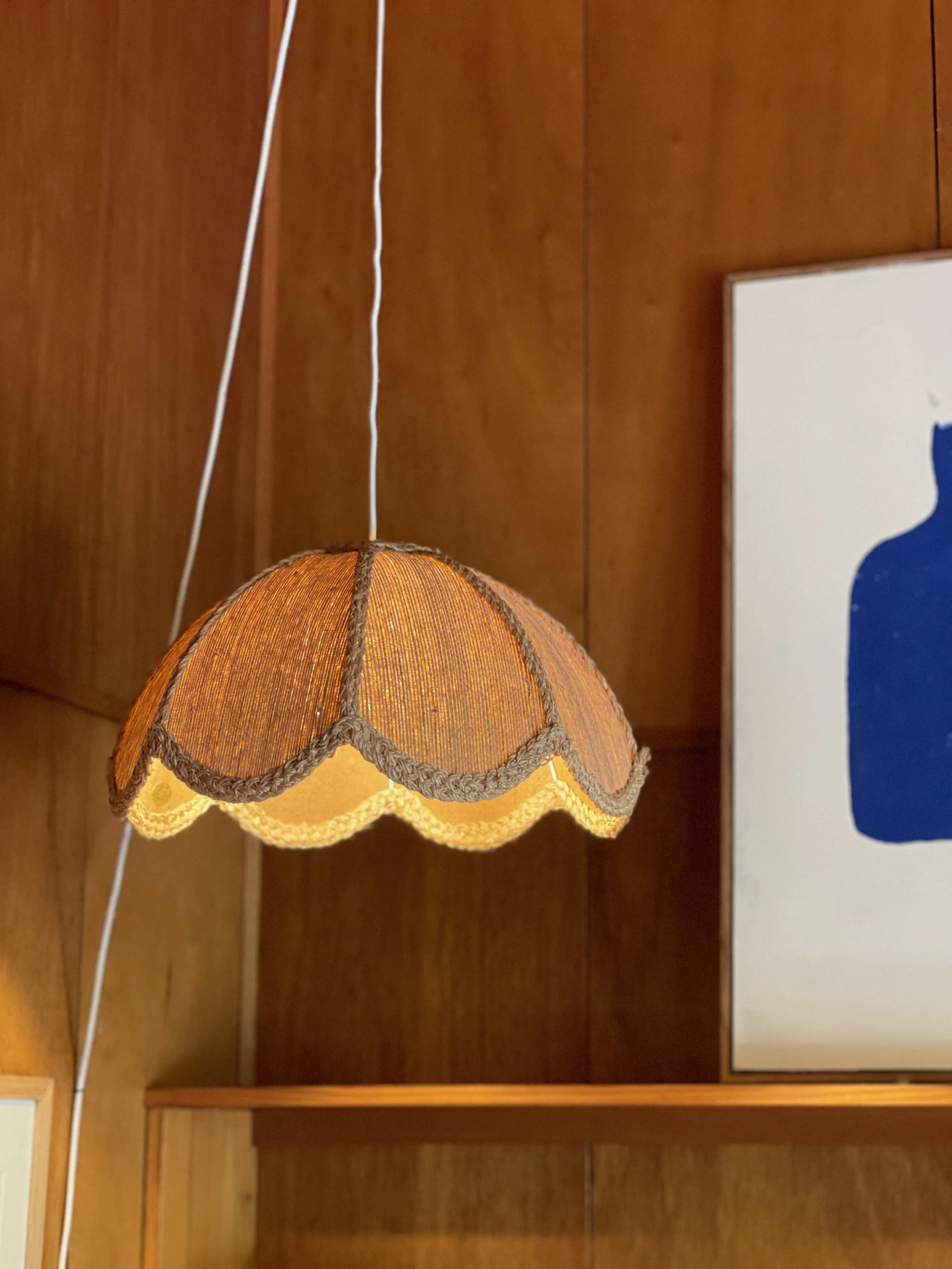 handwoven scolloped pendant light