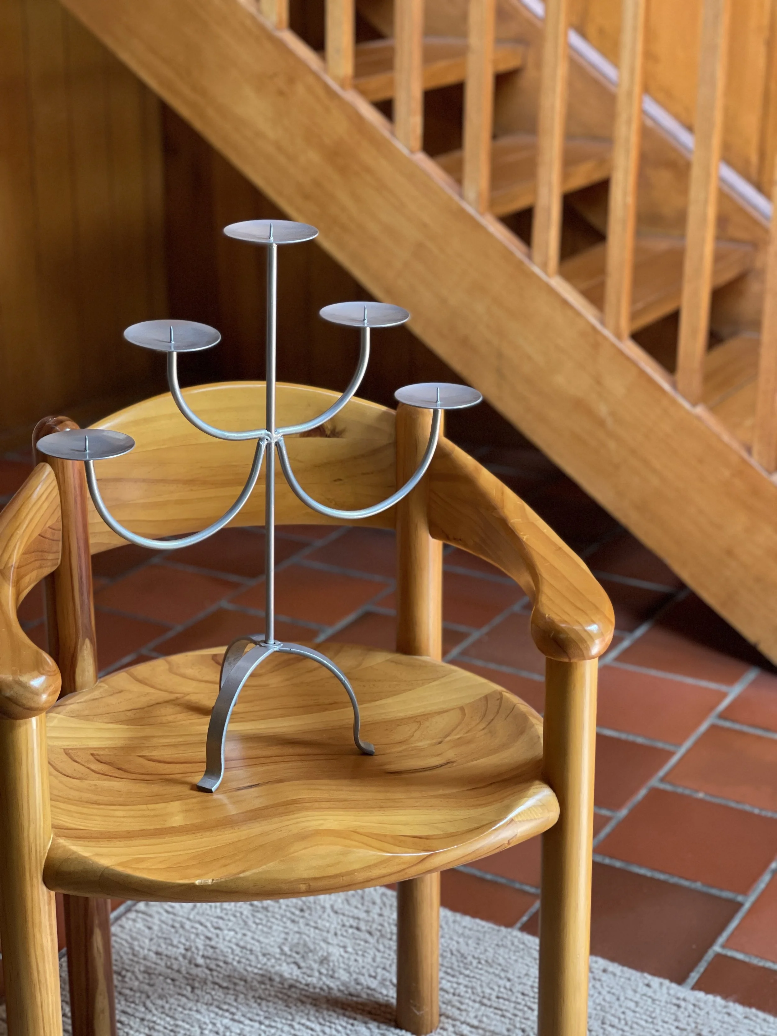 curved metal candelabra