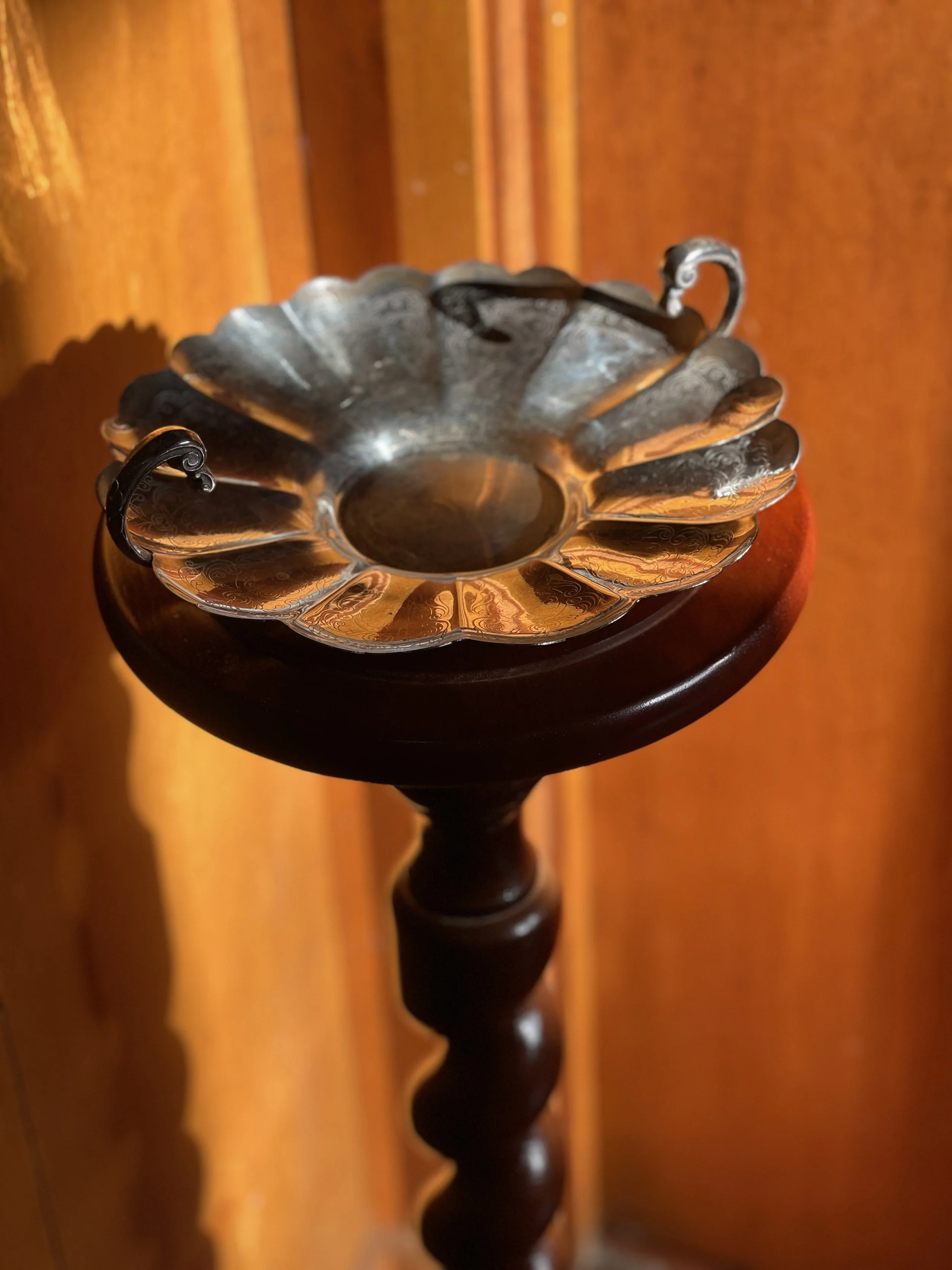 silver scolloped dish