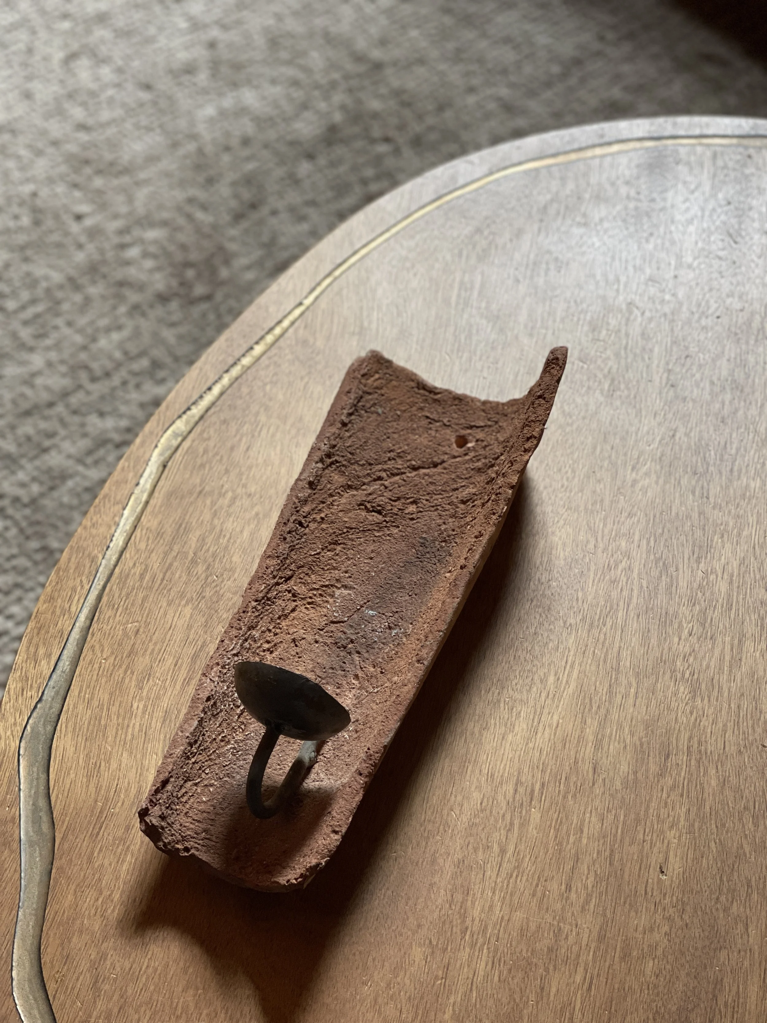 terracotta and iron wall candle sconce