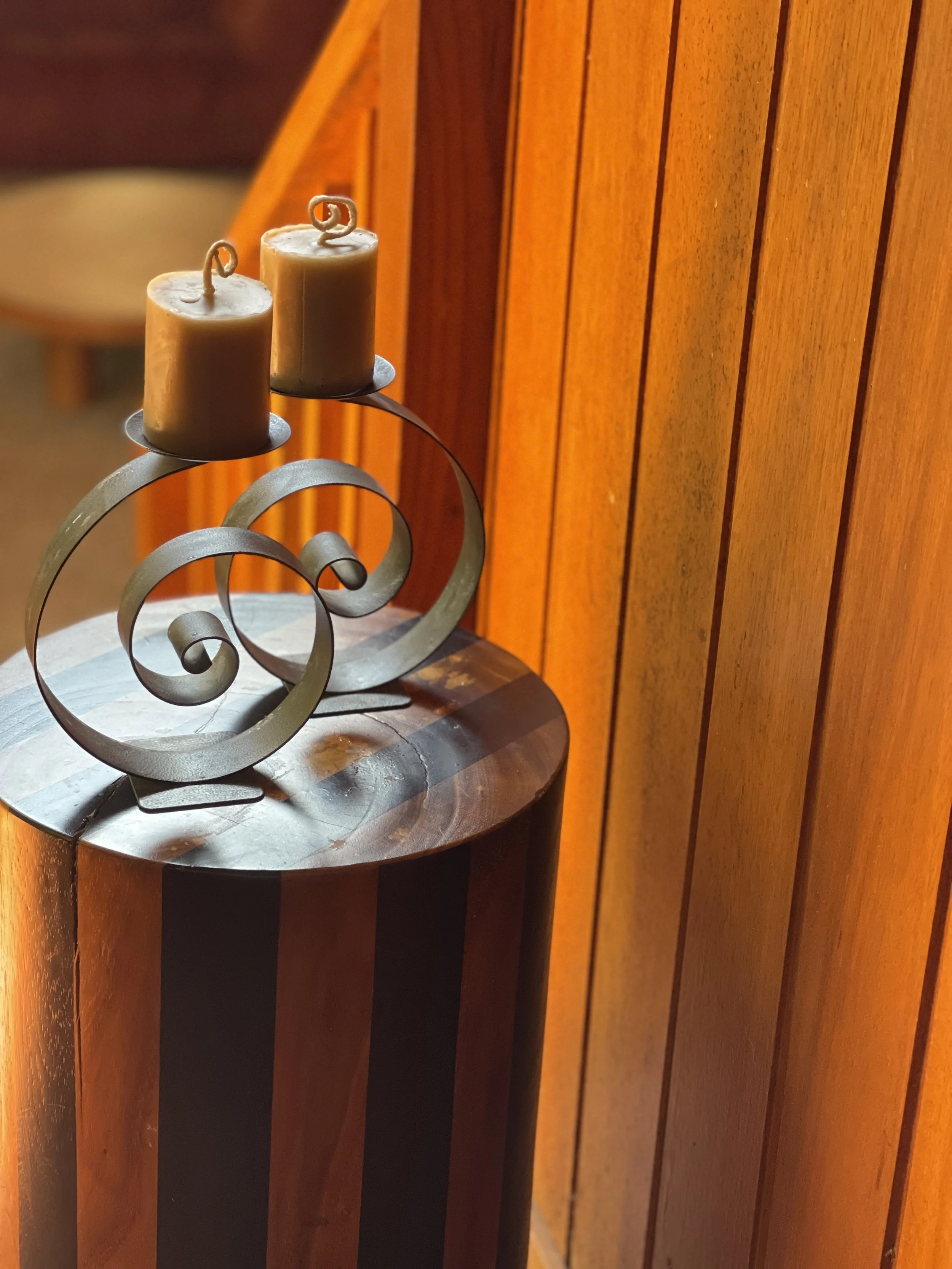 pair of spiral candle holders