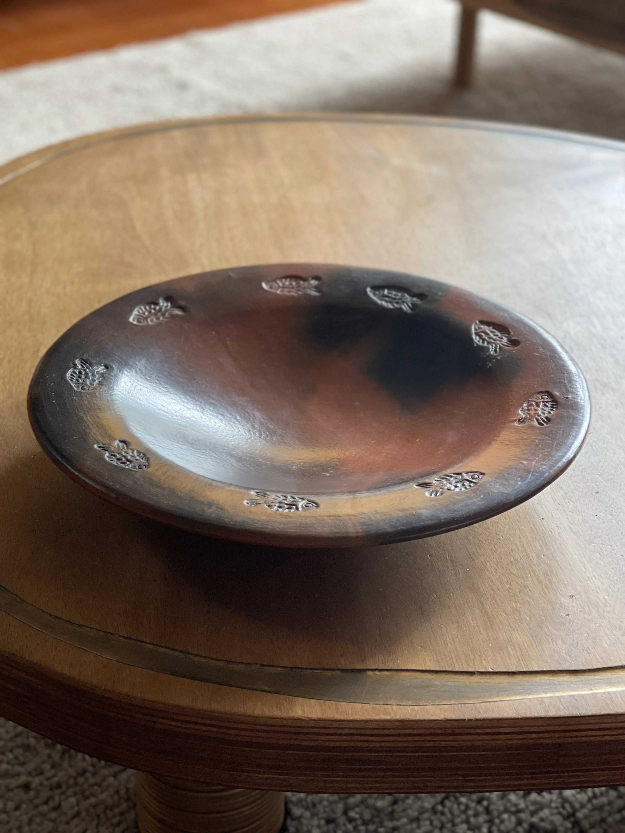 terracotta fish serving bowl
