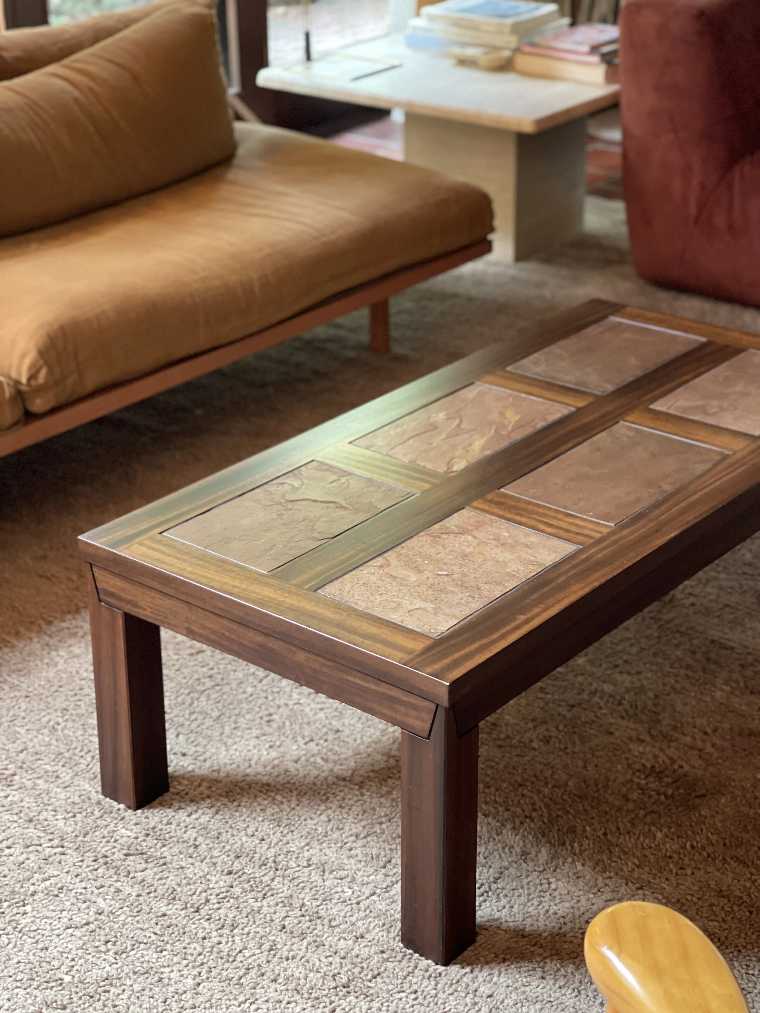 slate inlay timber coffee table