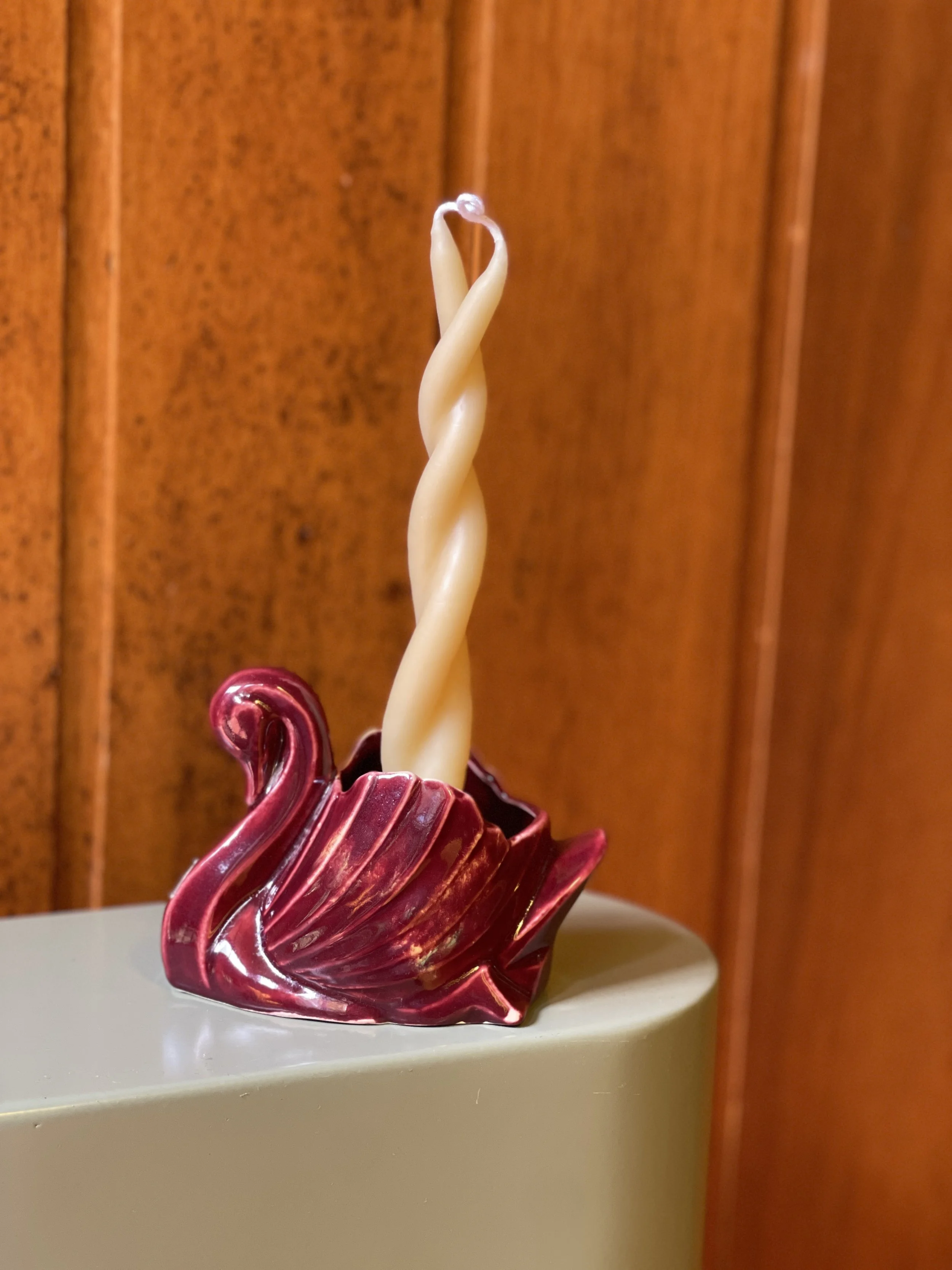glazed ceramic swan vessel