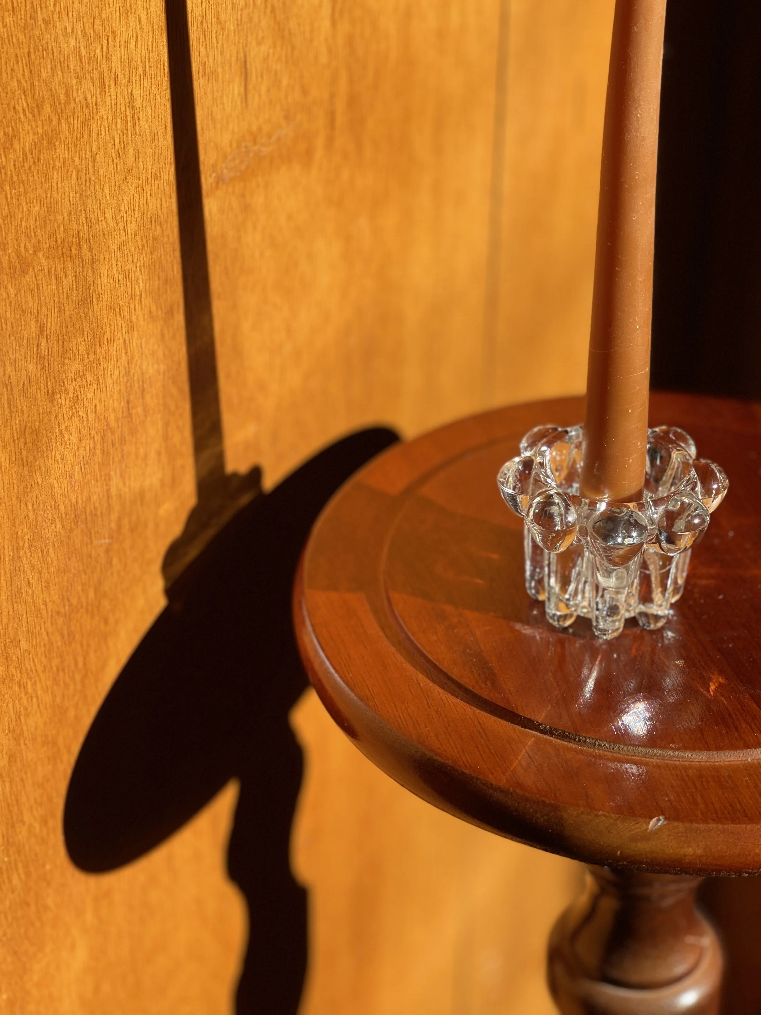 vintage French Reims glass flower candle holder