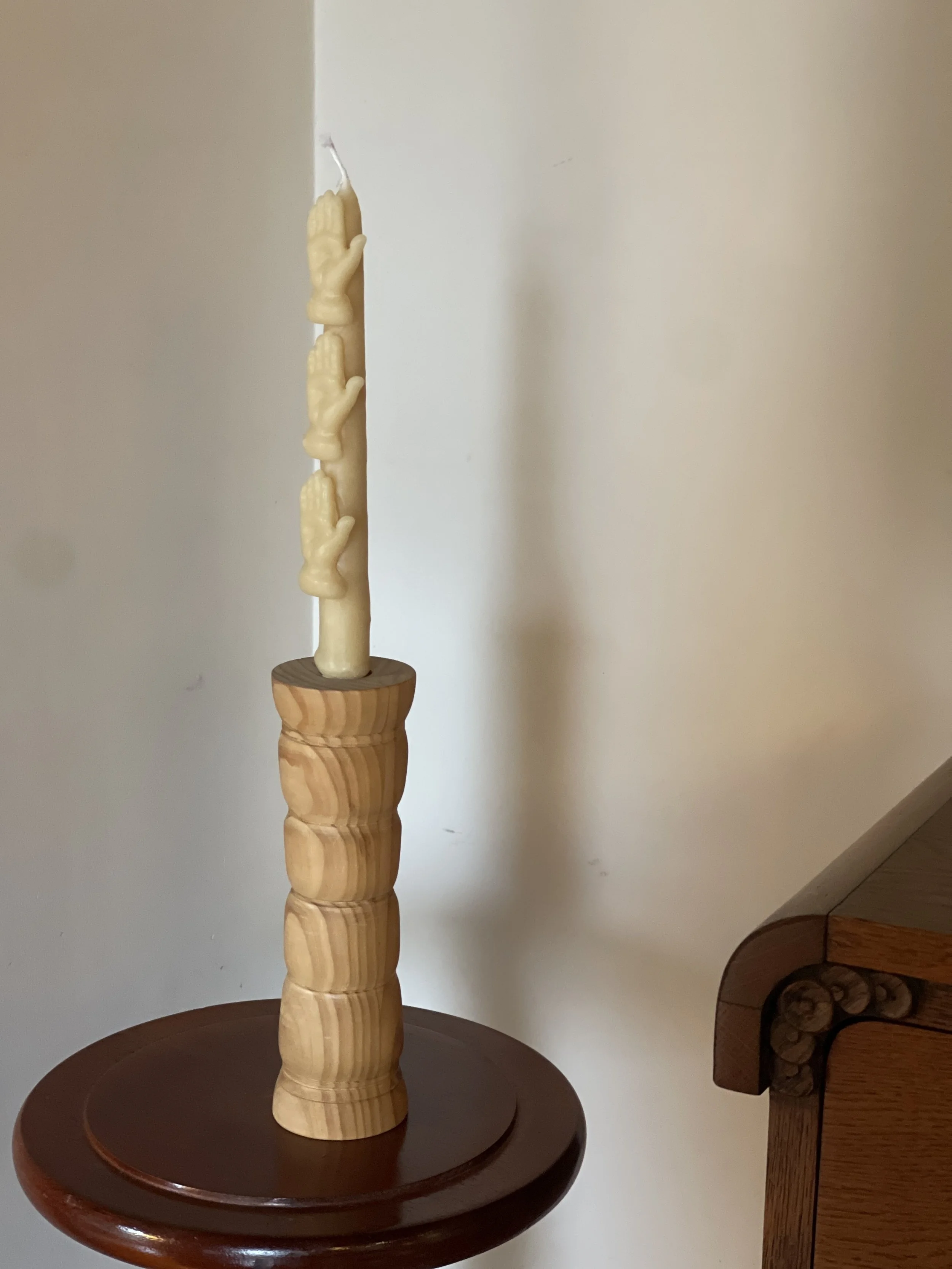 hand-turned timber candle holder