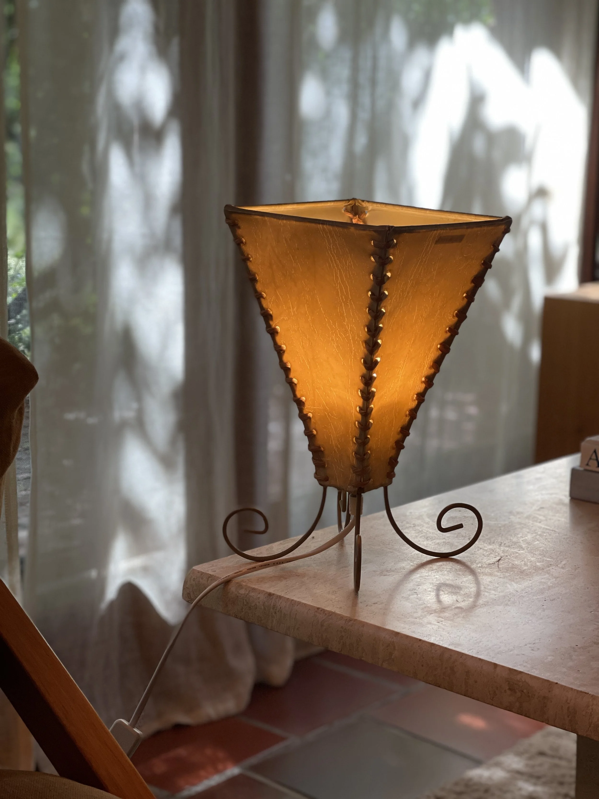 stitched parchment table lamp