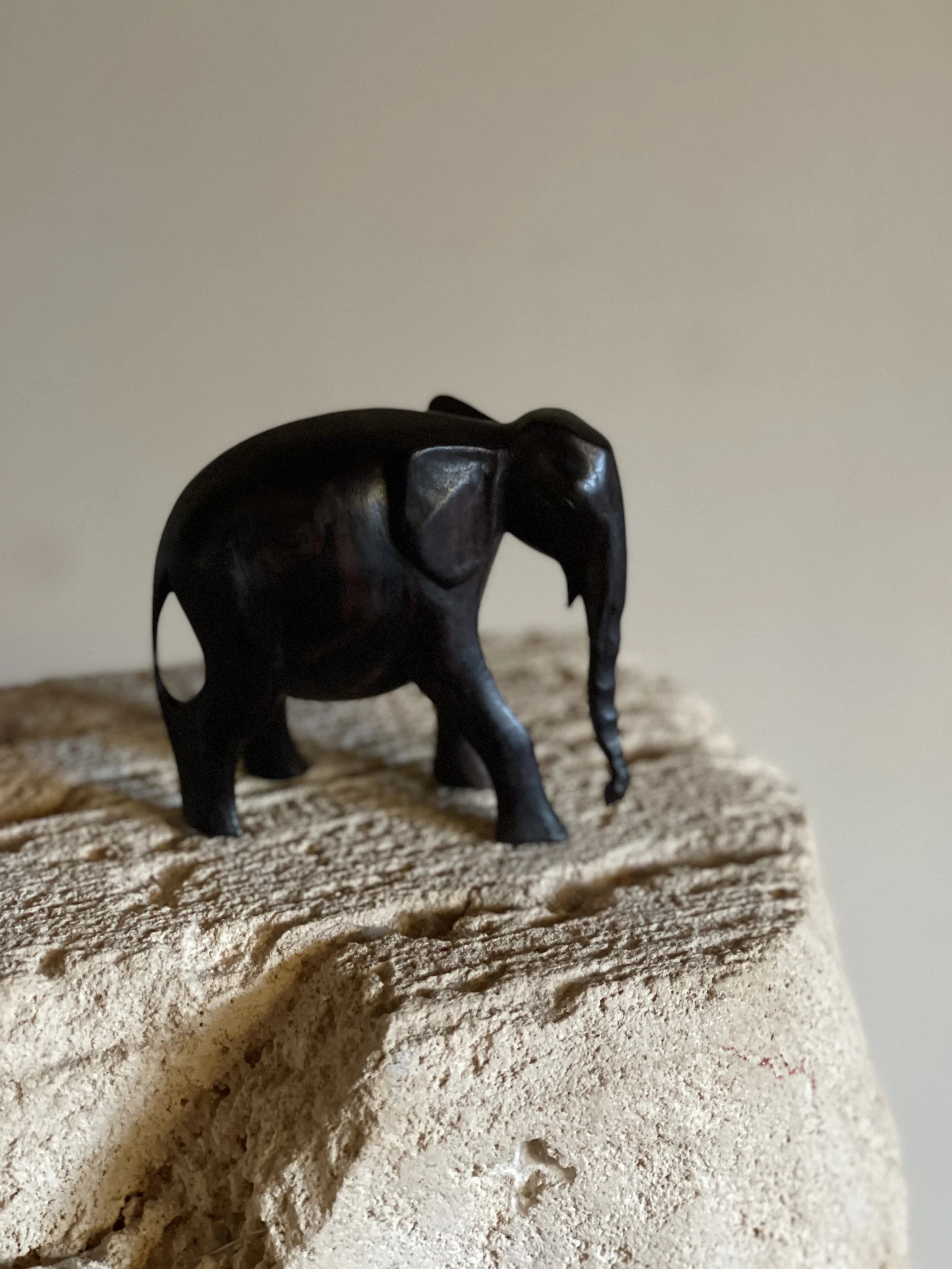 hand-carved timber elephant