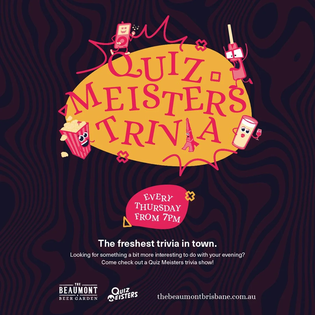 Quiz Meisters Trivia at The Beaumont ✏️🧠⁠
⁠
Think you&rsquo;ve got the brains to back up your banter? Starting November 6, join us every Thursday for the most chaotic, creative and laugh out loud trivia night in Brisbane.⁠
⁠
Bring your crew, book a 