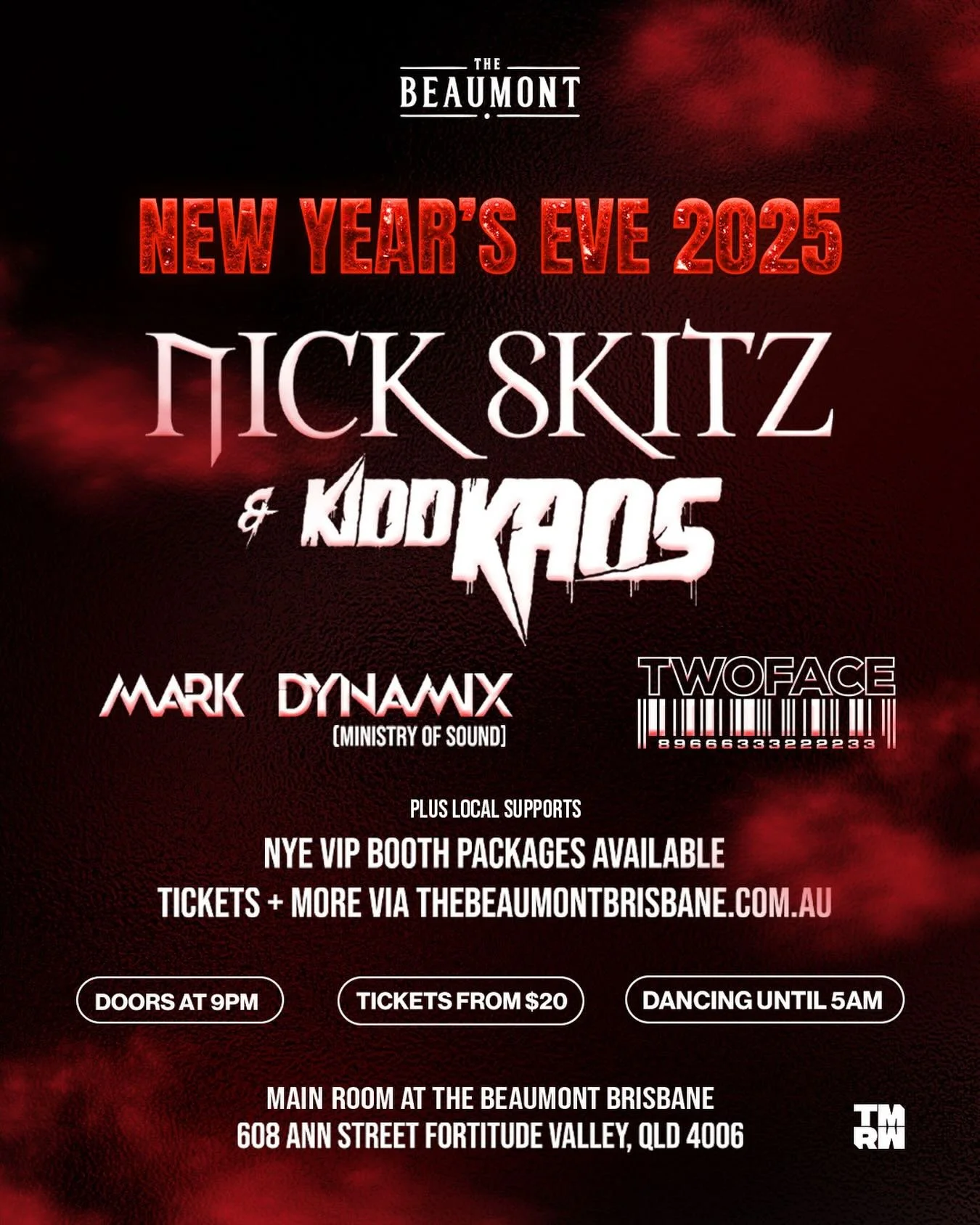 Hell is ready&hellip; are you? 🔥  The Main Room drops its NYE takeover &mdash; a full-force rave to launch you into 2026.  Expect a night stacked with:  🔥 Nick Skitz  🔥 Kidd Kaos  🔥 Mark Dynamix (Ministry of Sound)  🔥 Twoface  Doors at 9pm. Danc