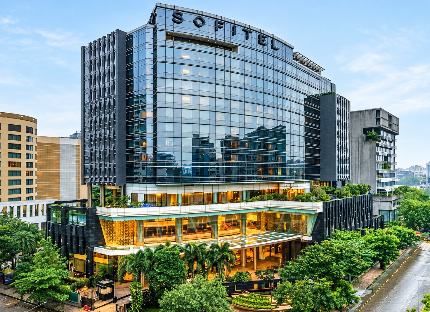 Glass facade of Sofitel Mumbai BKC