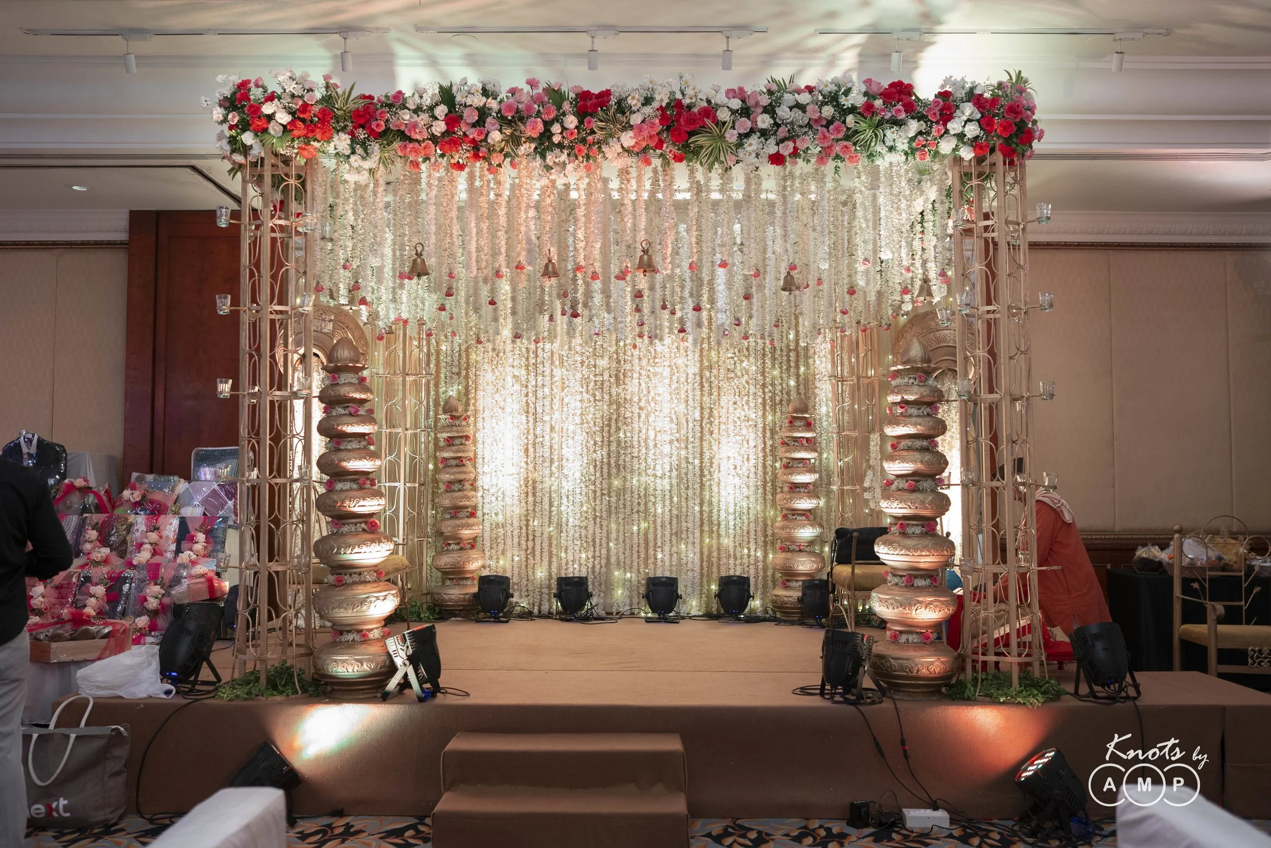Floral wedding stage in the ballroom at The Leela Mumbai