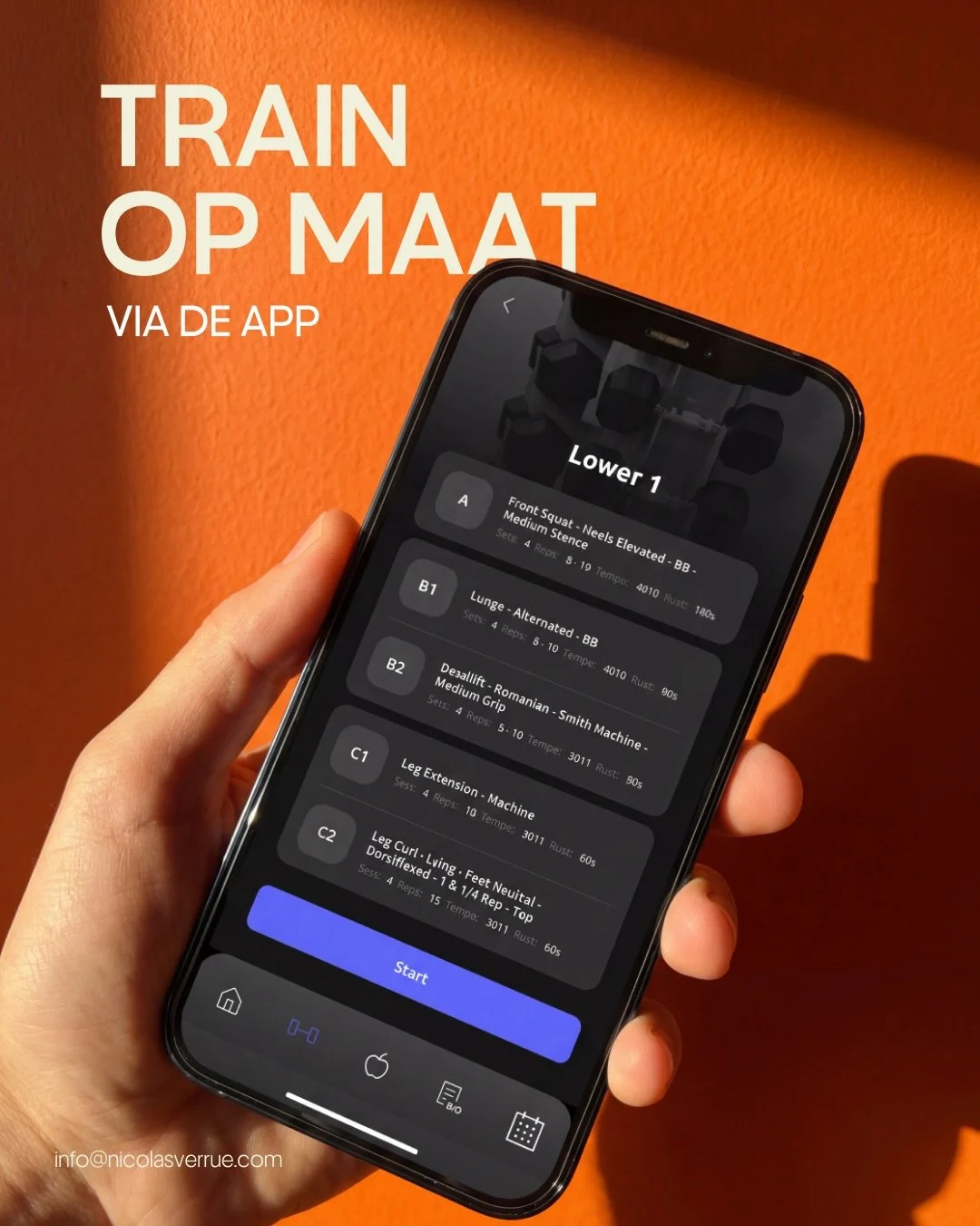 Merk je ook dat je soms zonder echte structuur traint? Je bent zeker niet de enige. Veel mensen missen houvast in hun trainingen, waardoor resultaten uitblijven of motivatie wegzakt.

Daarom bied ik mijn begeleiding nu ook aan via mijn app.
Zo heb je