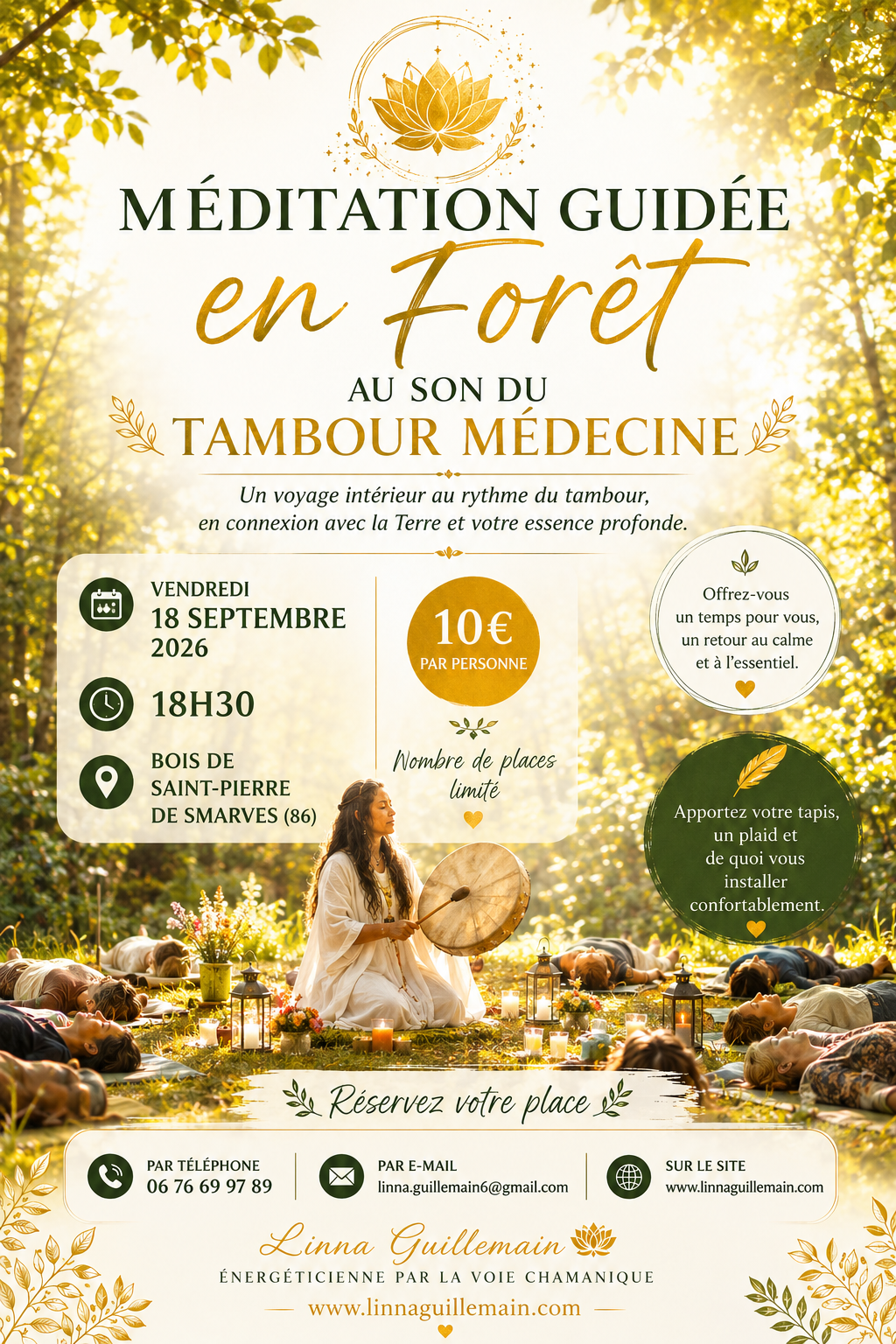 Atelier Méditation guidée en Forêt au son du Tambour Médecine