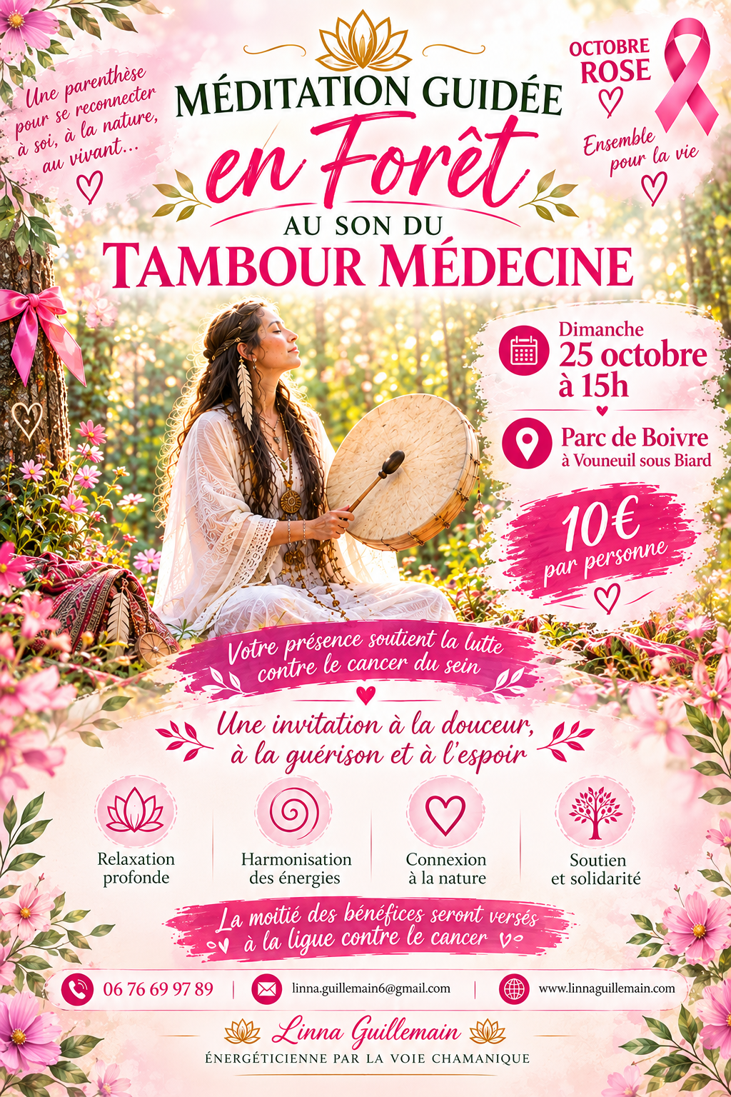 Octobre Rose Atelier de Méditation guidée en Forêt au Son du Tambour Médecine