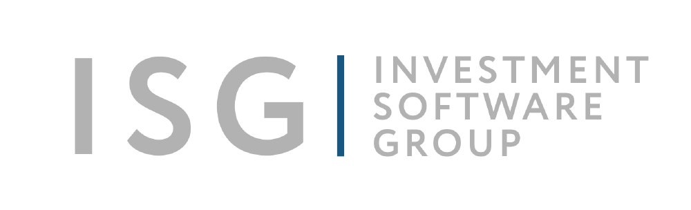 Logo for ISG Investment Software Group in gray and blue text.