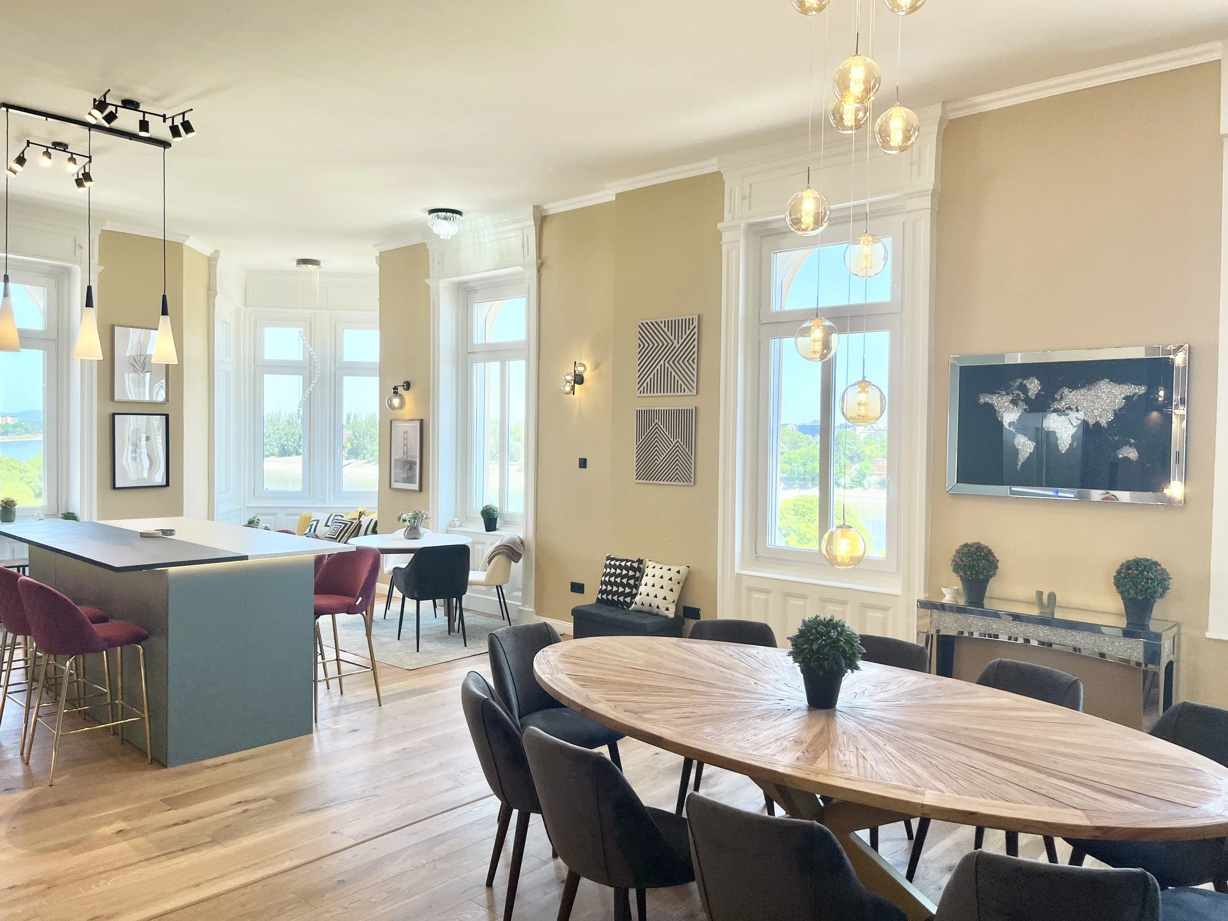 Dining Area with Big Wooden Table