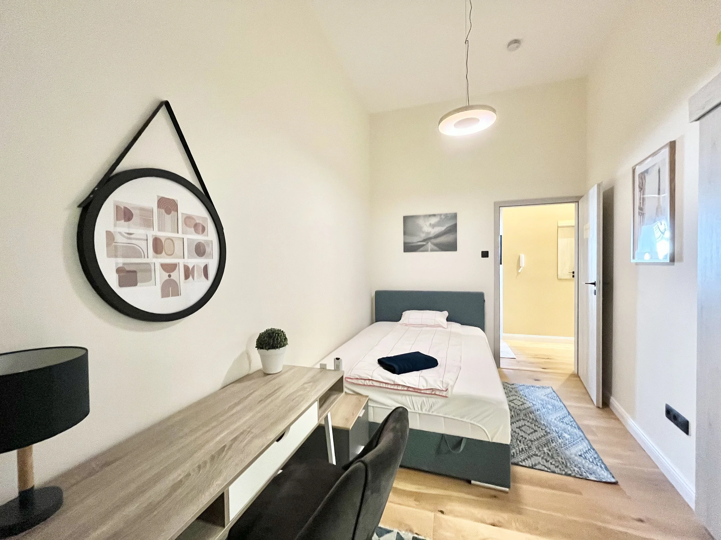 Bedroom with desk and chair