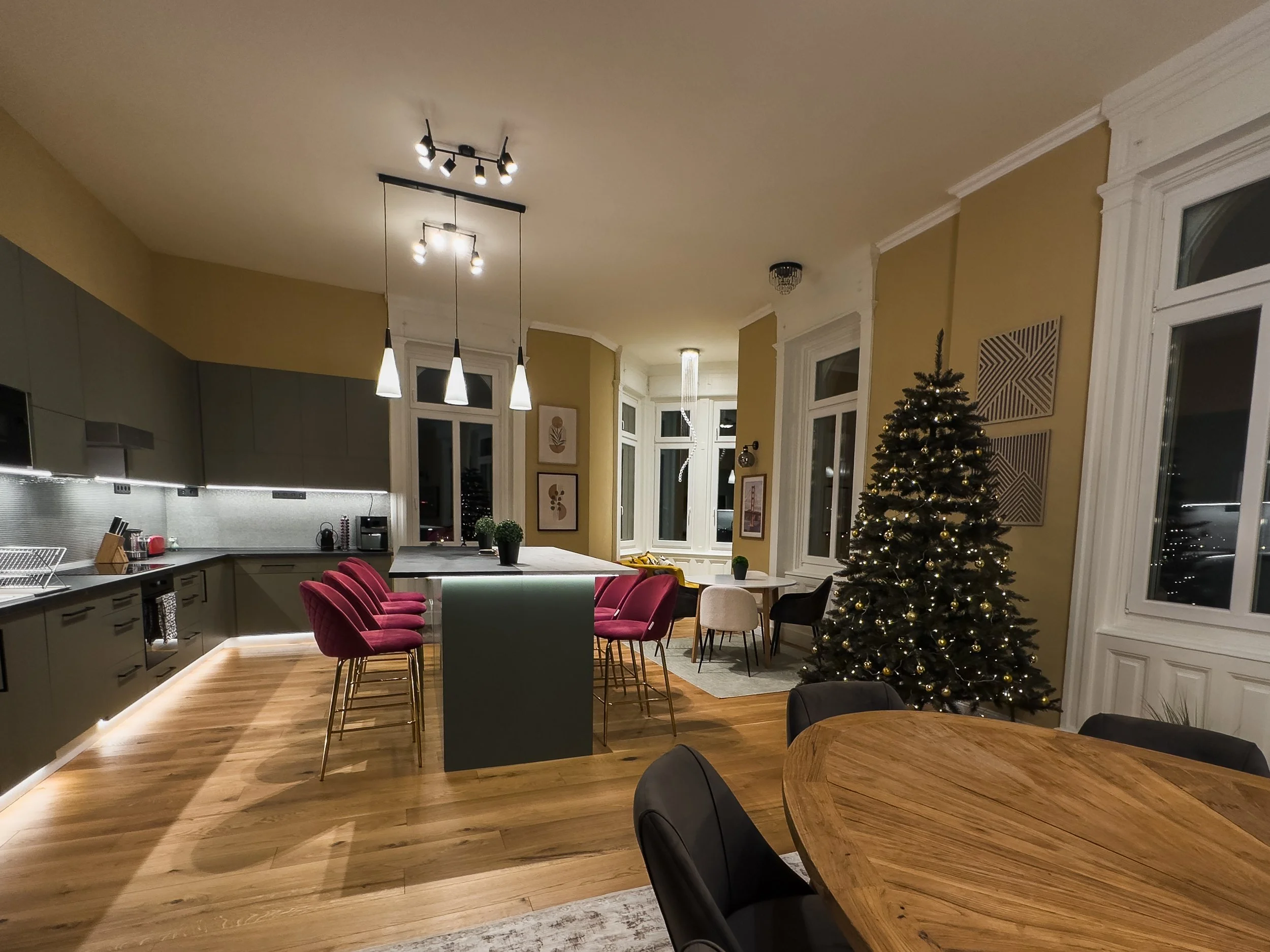 Dining Area with Christmas tree