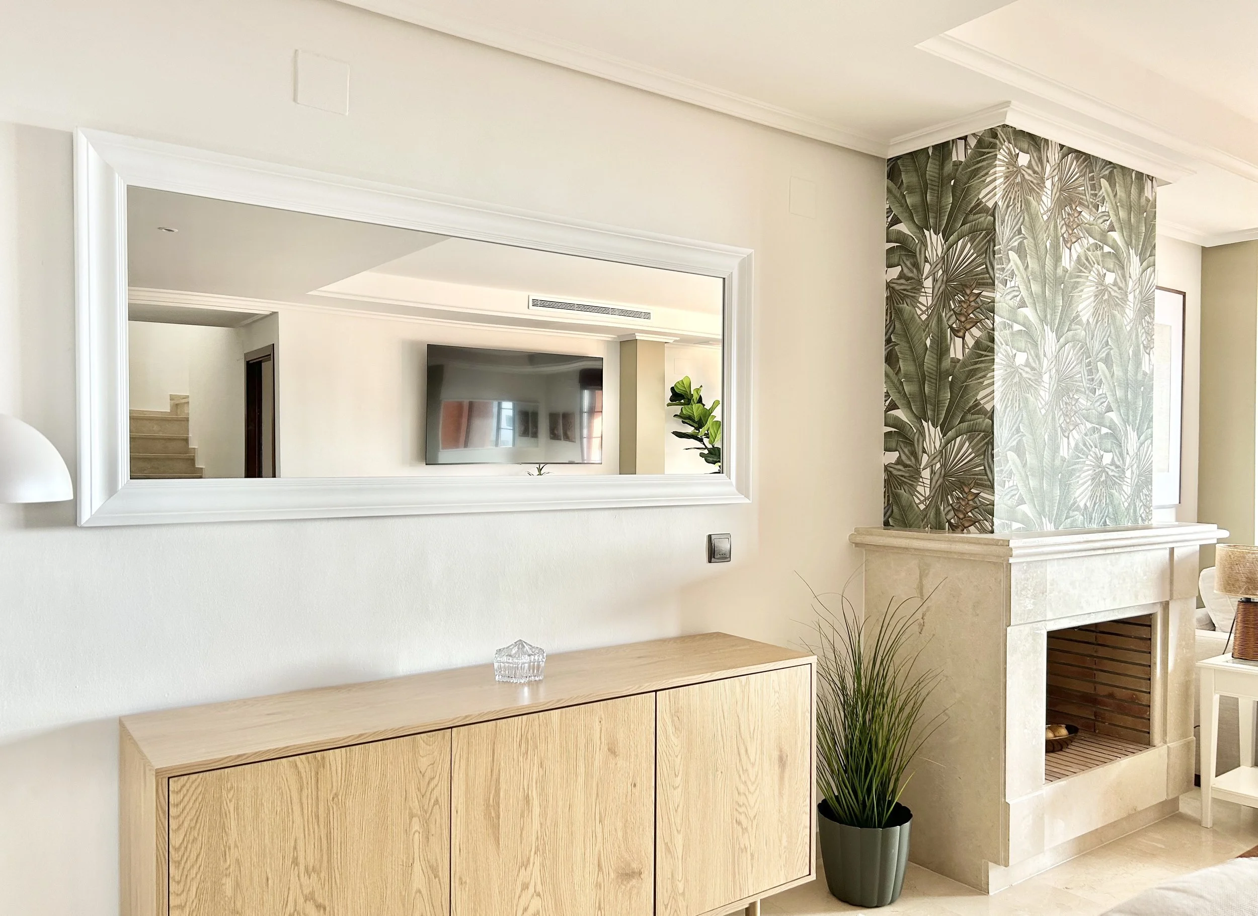 Fireplace and Serving Table