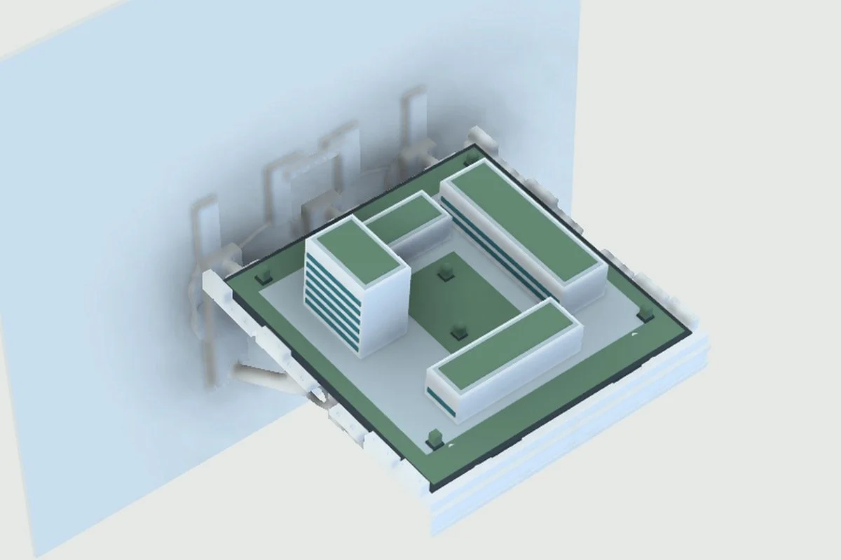 A rigid model base spans the deck