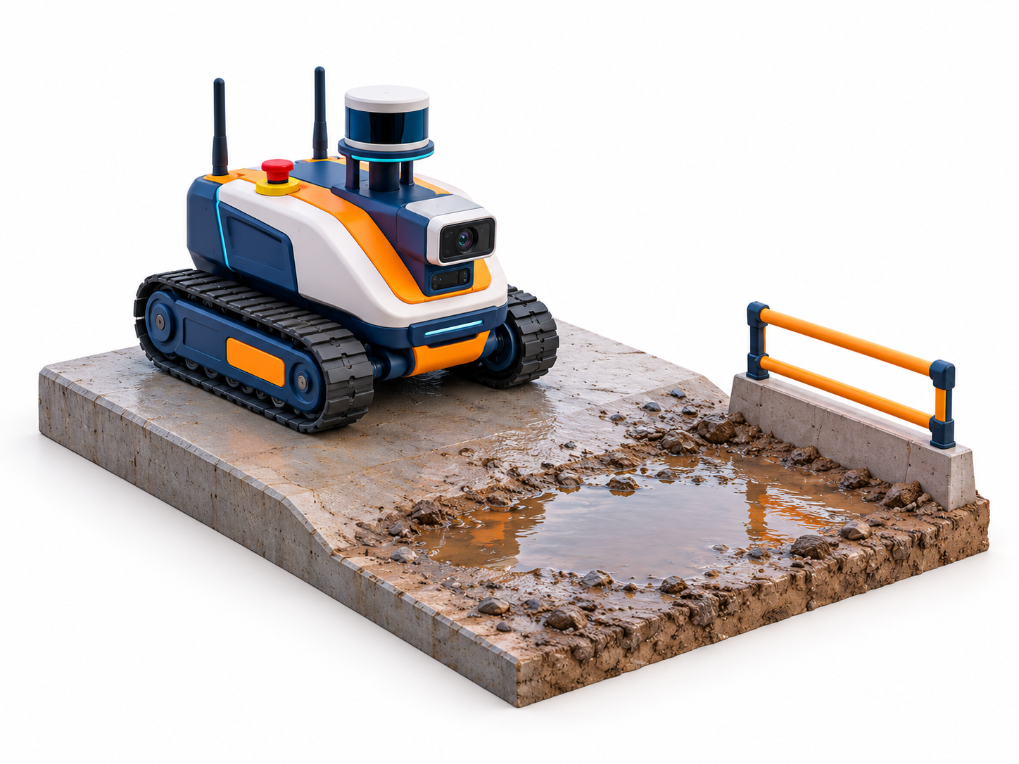 Original 12 October 2026 clay-style conceptual illustration: Construction robotics: research is not site-safety approval. Not a product screenshot or verified project model.