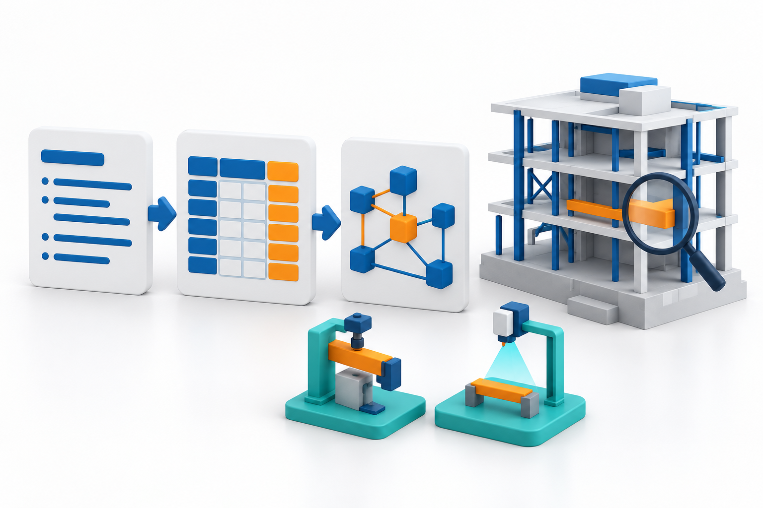 Original 11 October 2026 clay-style conceptual illustration: Standard AIA 2026 and IDS4ALL: machine-checkable requirements. Not a product screenshot or verified project model.