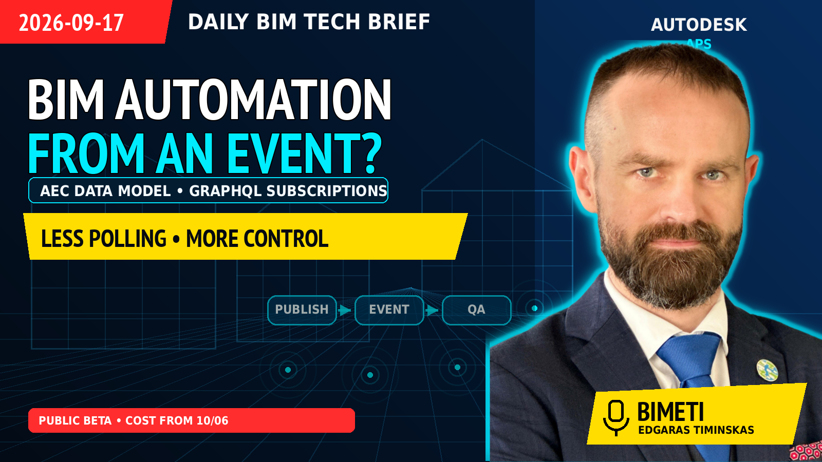 Original BIMETI Daily BIM Tech Brief thumbnail for 17 September 2026: Event-driven BIM automation.