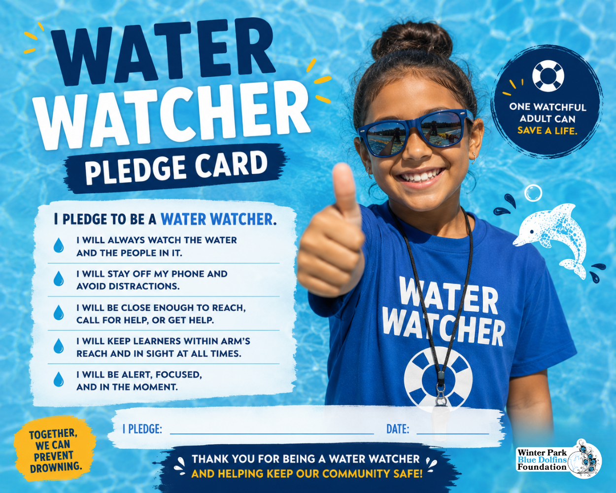 Image shows a pledge card to become a water watcher