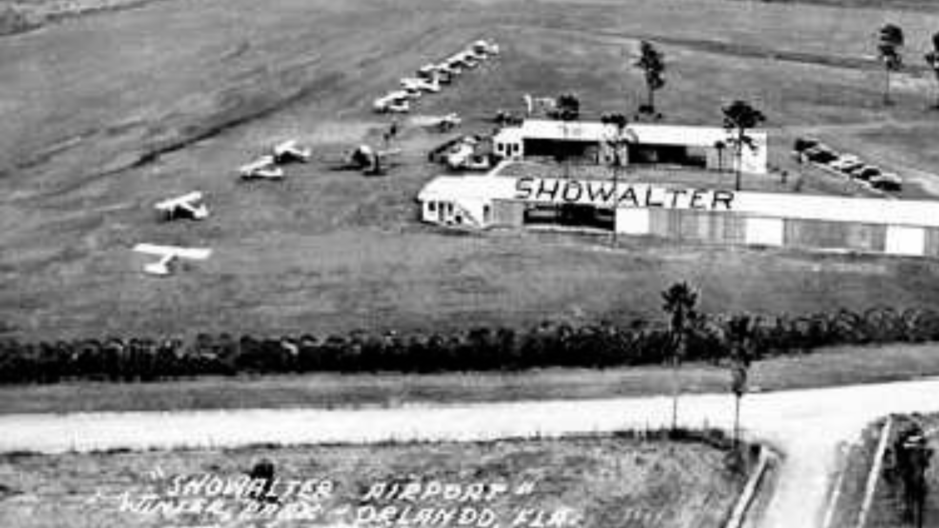 Image shows an old aerial photo of Showalter Airpark