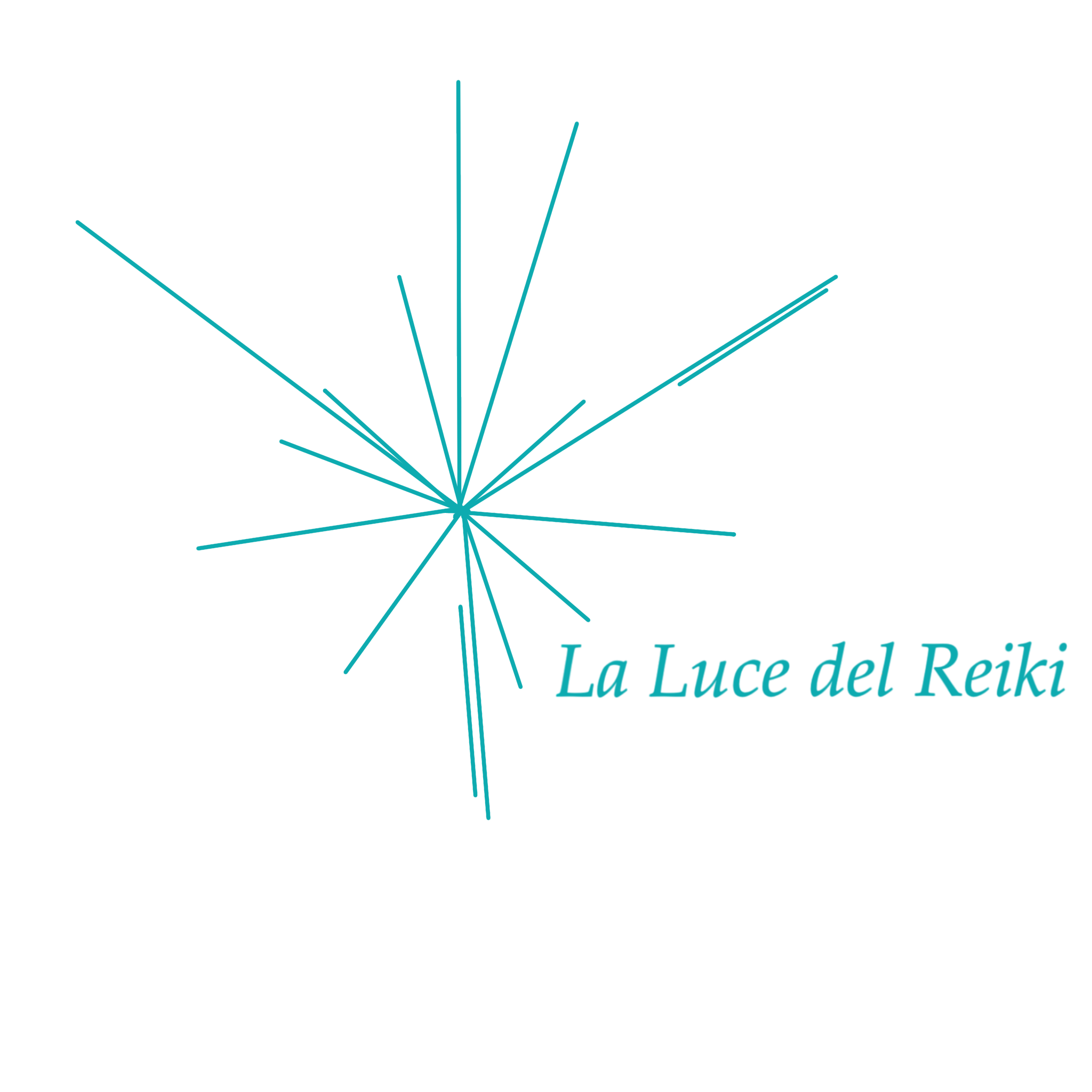 Diagramma di un albero con linee che rappresentano le energie, dotato di testo 'La Luce del Reiki' in basso a destra.