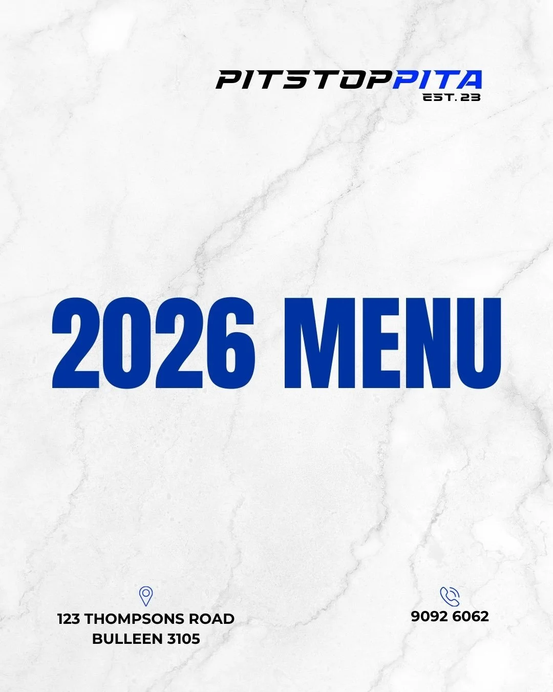 Our 2026 Menu💙

#PitstopPita #SouvlakiBar #Melbourne #OnCharcoal