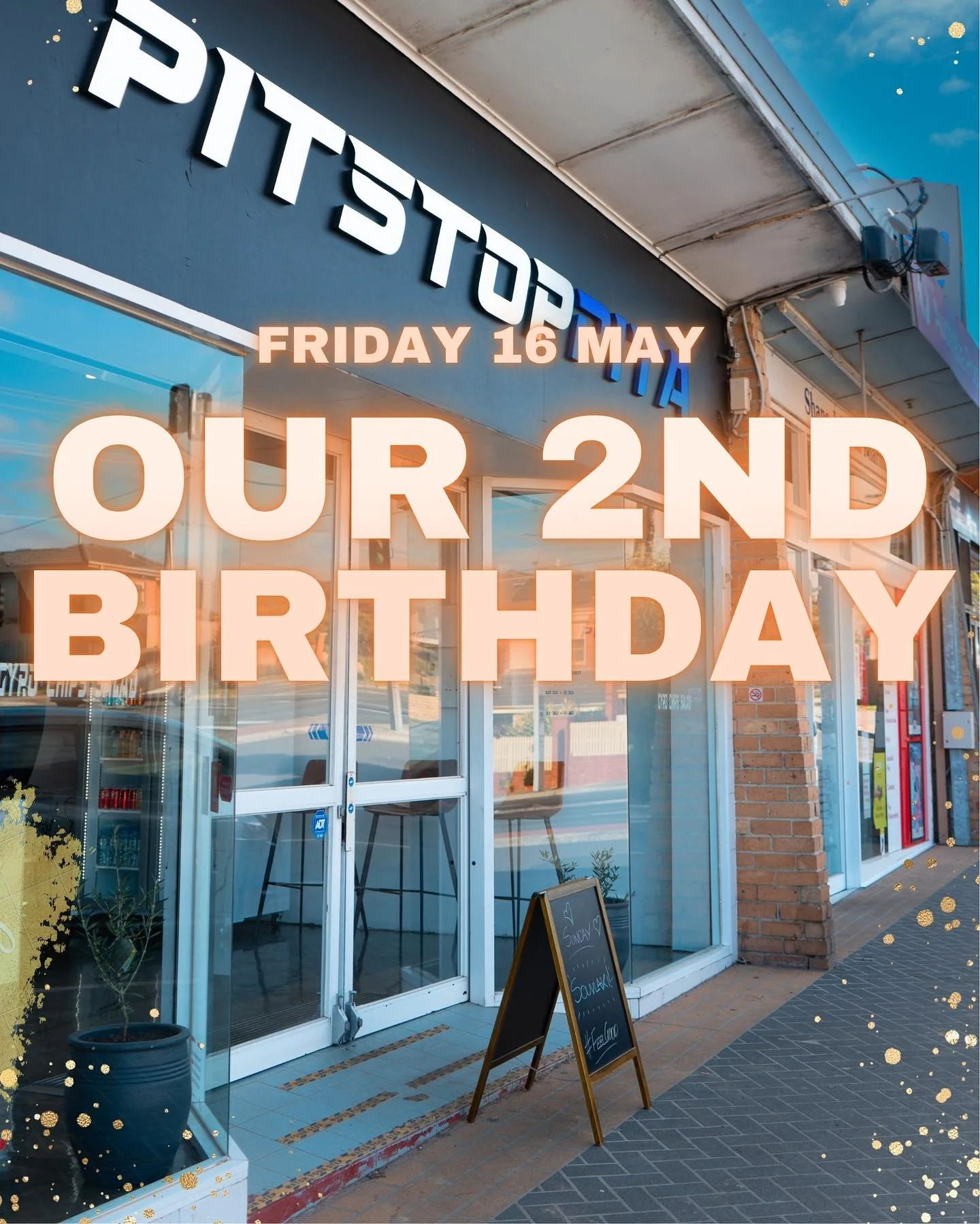 Can you believe we turn 2 already!?🔥🎊🎈

Friday May 16th - join us for our 2nd birthday!💙

#PitstopPita #SouvlakiBar #CharcoalGyro