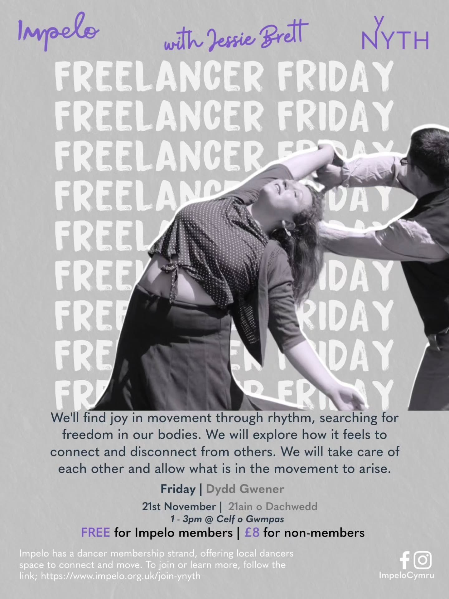 Join us on Friday 21st November for Freelancer Friday with Jessie Brett 🤸&zwj;♀️

Jessie is a choreographer, performer, teacher and Artistic Director of Humans Move.

Interested in moving with Jessie?
As well as this session, Jessie runs a weekly in