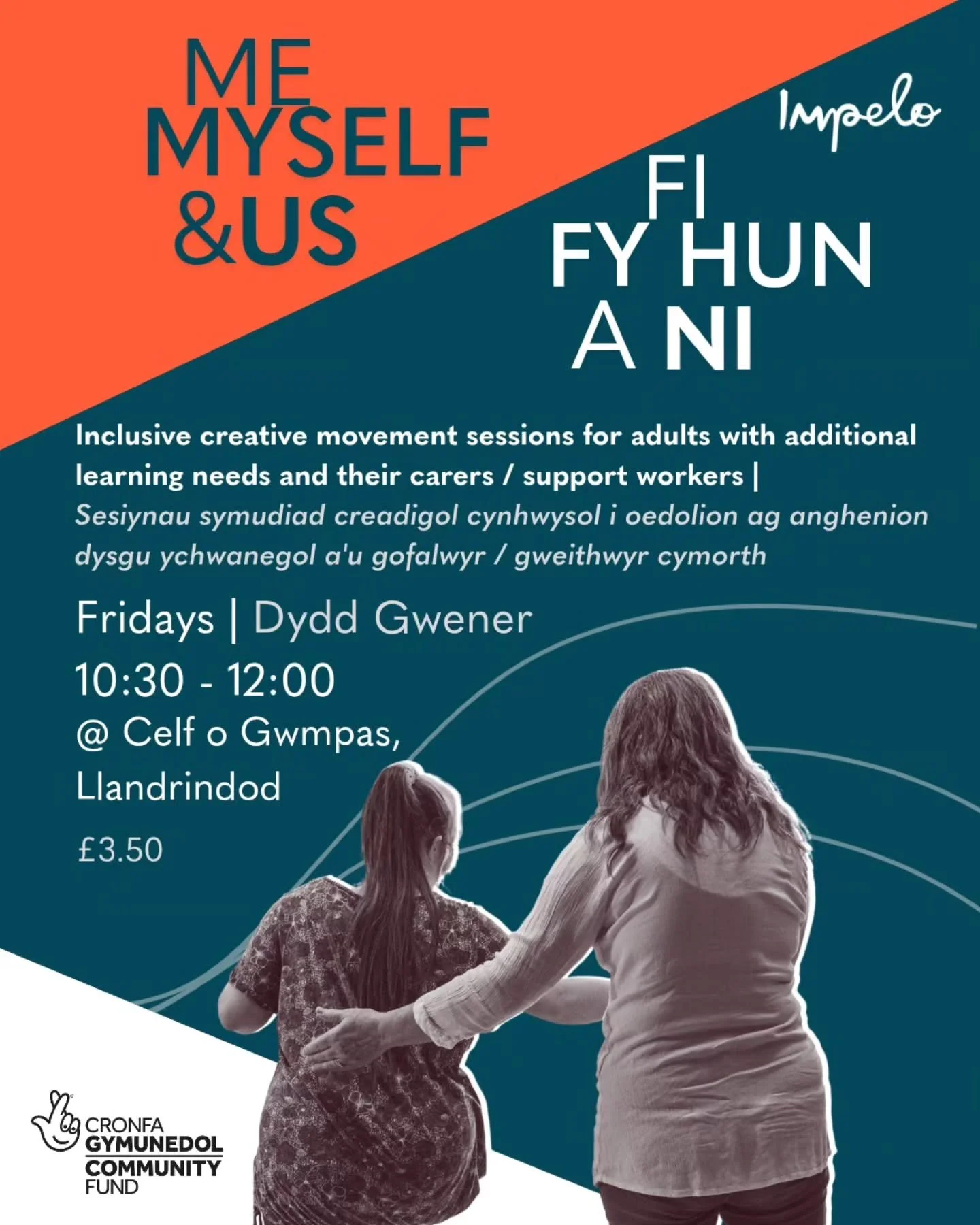 We are thrilled to announce that, thanks to National Lottery Funding, we will be resuming our &lsquo;Me, Myself &amp; Us&rsquo; sessions! 🎉

Join us on Fridays, 10:30&ndash;12:00 at Celf o Gwmpas in Llandrindod.

💷 &pound;3.50, including refreshmen