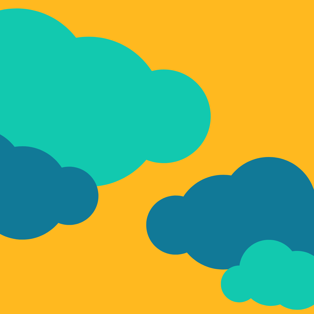 Colorful abstract clouds with a yellow background.