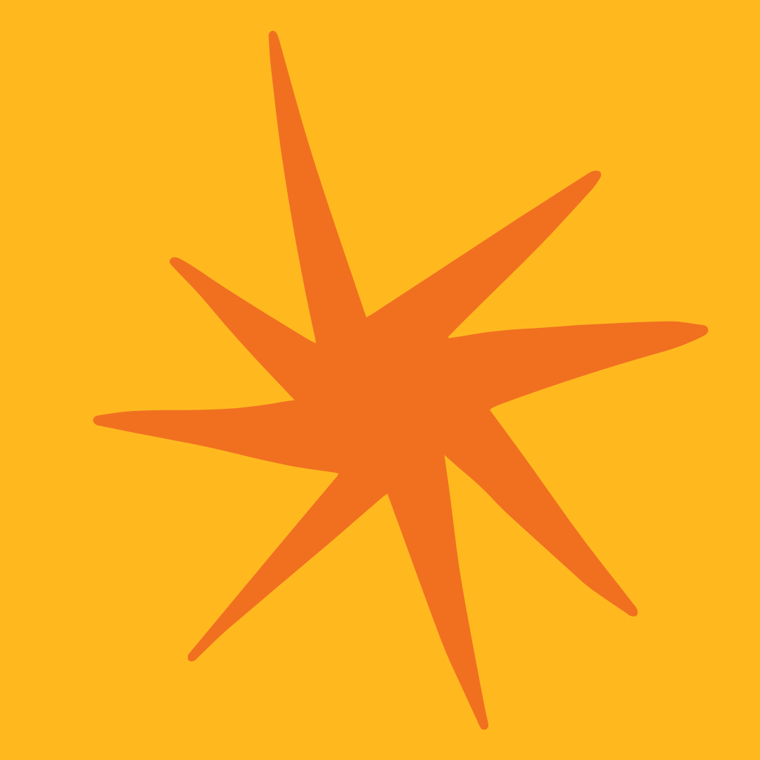 Orange starfish on a yellow background.