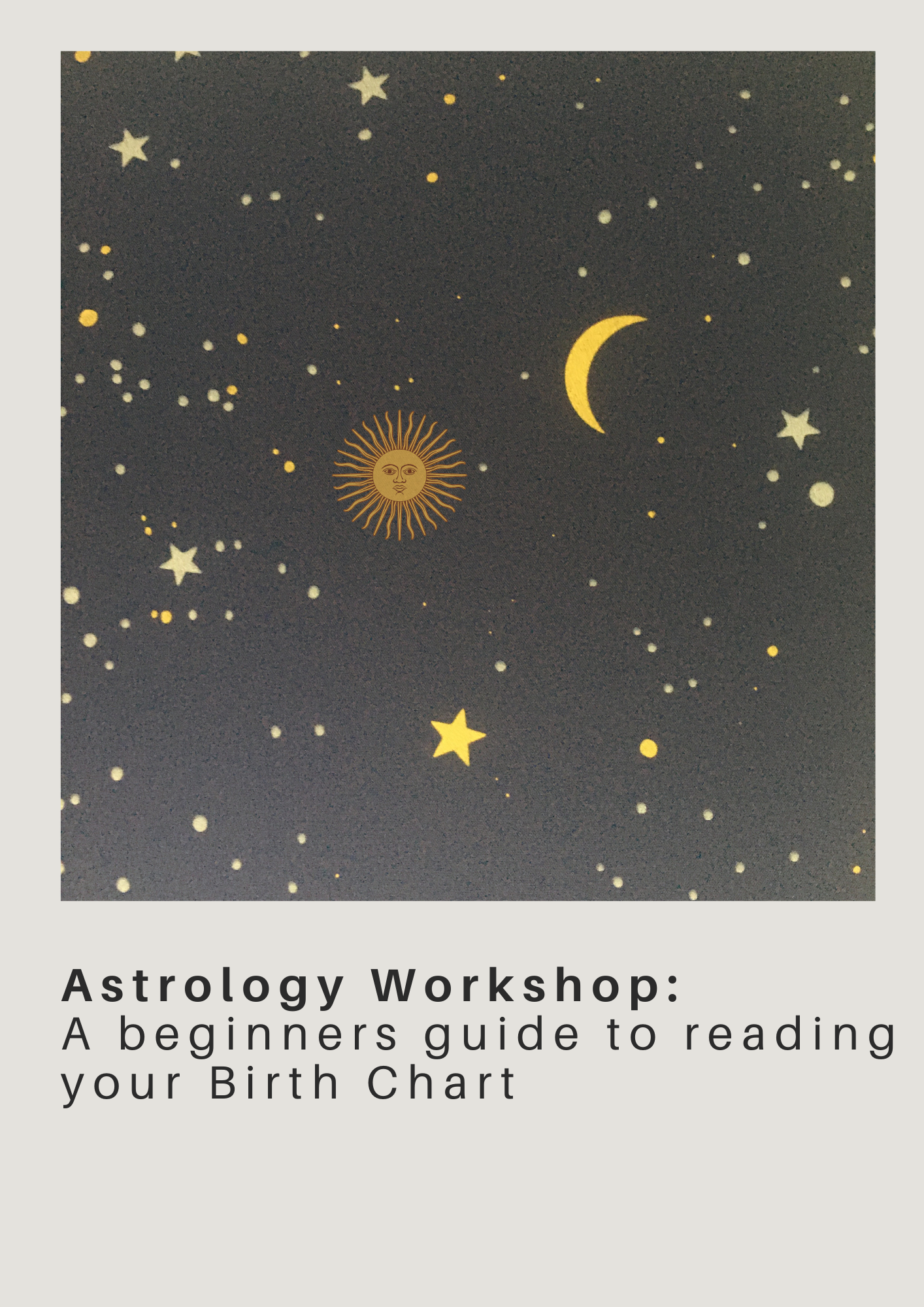 A group of people participating in a yoga or meditation class in a spacious, well-lit room with wooden flooring. They are seated on colorful yoga mats, facing the instructor at the front, with hands raised in a peaceful gesture. The room has a minimalist design with white walls, ceiling panels, and some decorative string lights along the floor.