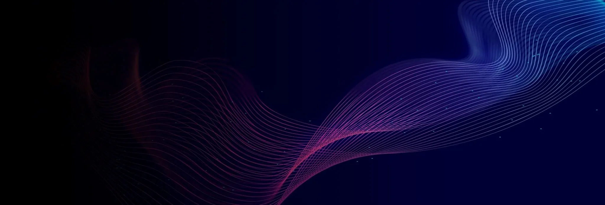Abstract digital background with flowing pink and blue lines on a dark background.