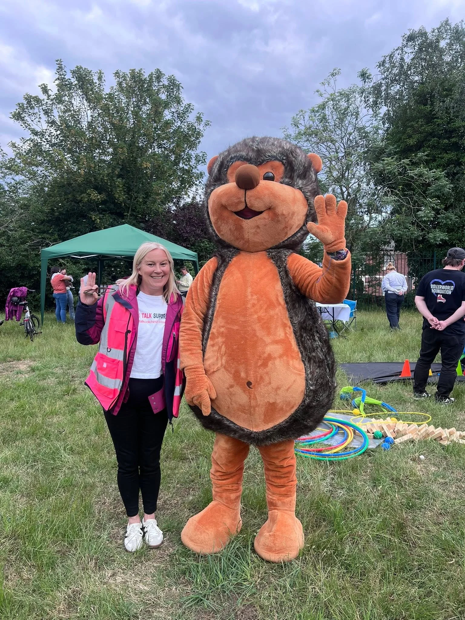 Who doesn't love a giant hedgehog, Beattie pictured with our founder Rebecca