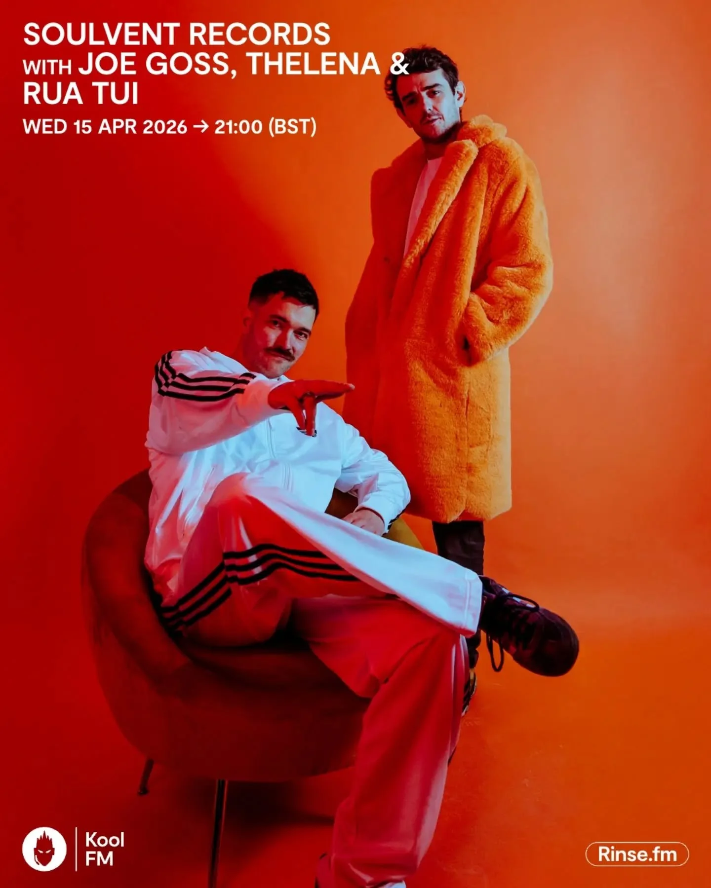 Kool FM tonight 🔊

Label boss Joe Goss returns for the April edition, joined by @rua.tui.dnb and @dj_thelena with guest mixes 🔥

2 hours of drum &amp; bass, Soulvent style

21:00-23:00 (UK time)
Lock in. @koolfmofficial

#dnb #soulventrecords #kool