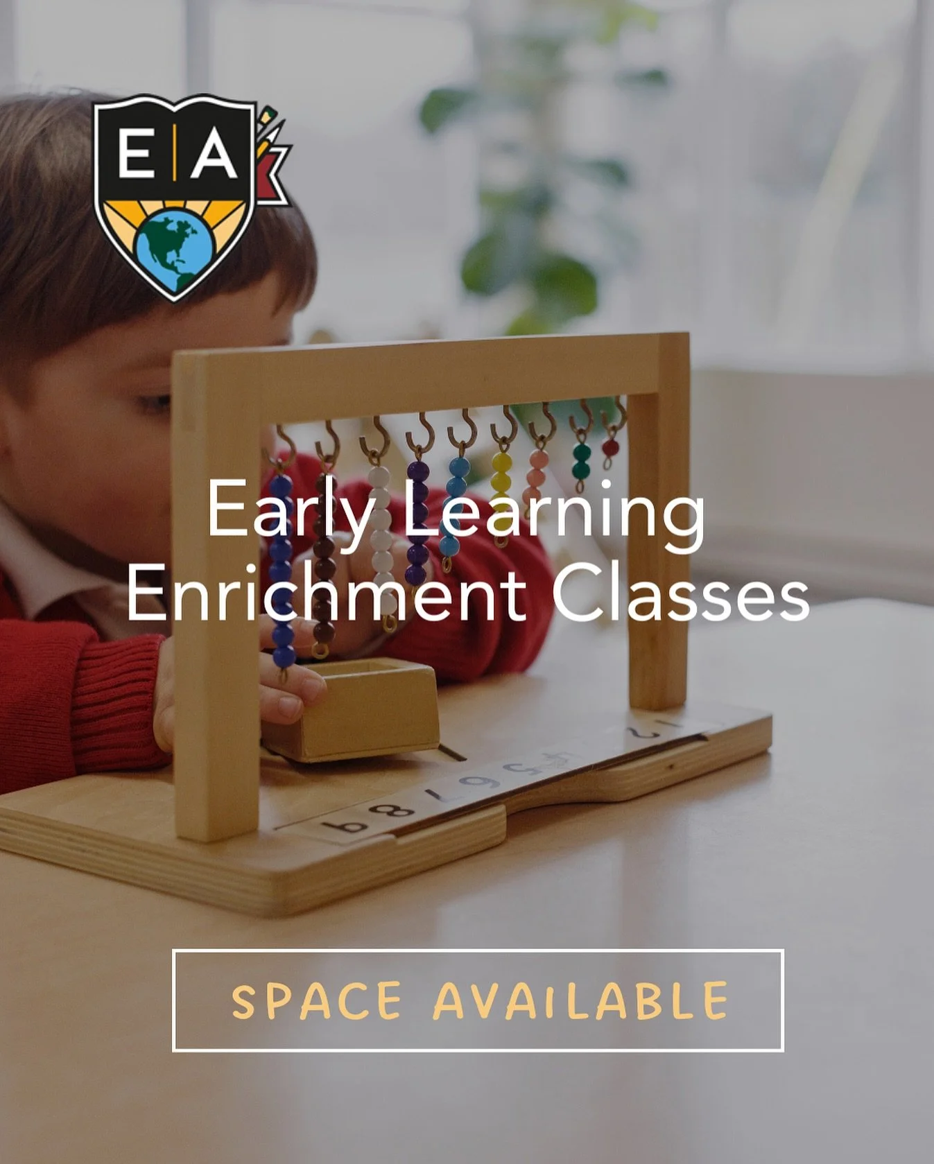 We have limited space available in our Early Learning Enrichment Classes💫

✨Year Before Kindergarten✨

📚 Little Pre-Readers 
🧮 Little Counters 

✨Age 3-5 Years✨

🎹 Early Learning Keyboarding
🇫🇷 Les Petits Amis

Contact our office for details an