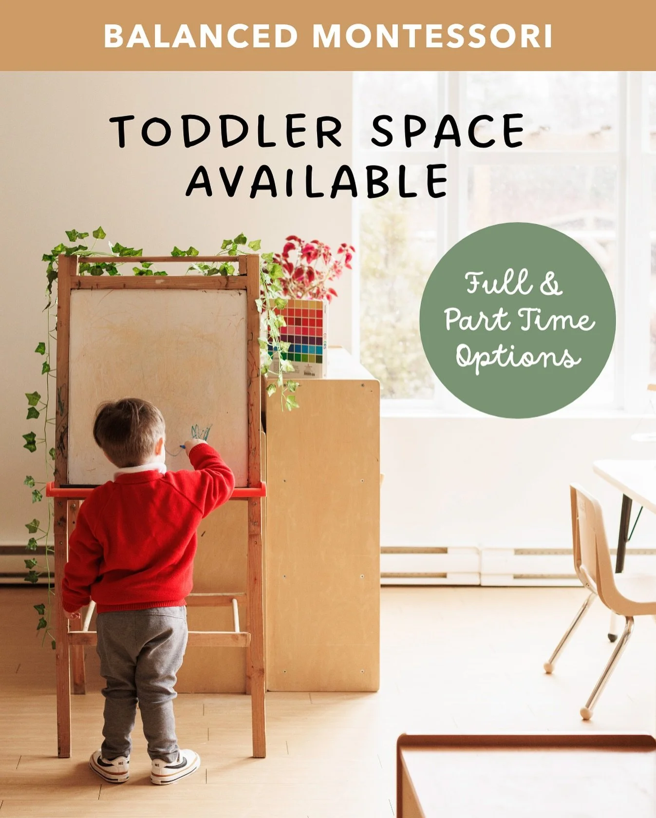✨REGISTER NOW✨
We have limited Part-Time &amp; Full Time Toddler space available🌱

Our Balanced Montessori Toddler curriculum offers children a full authentic Montessori education with a balance of traditional educational experiences.

OUR CURRICULU