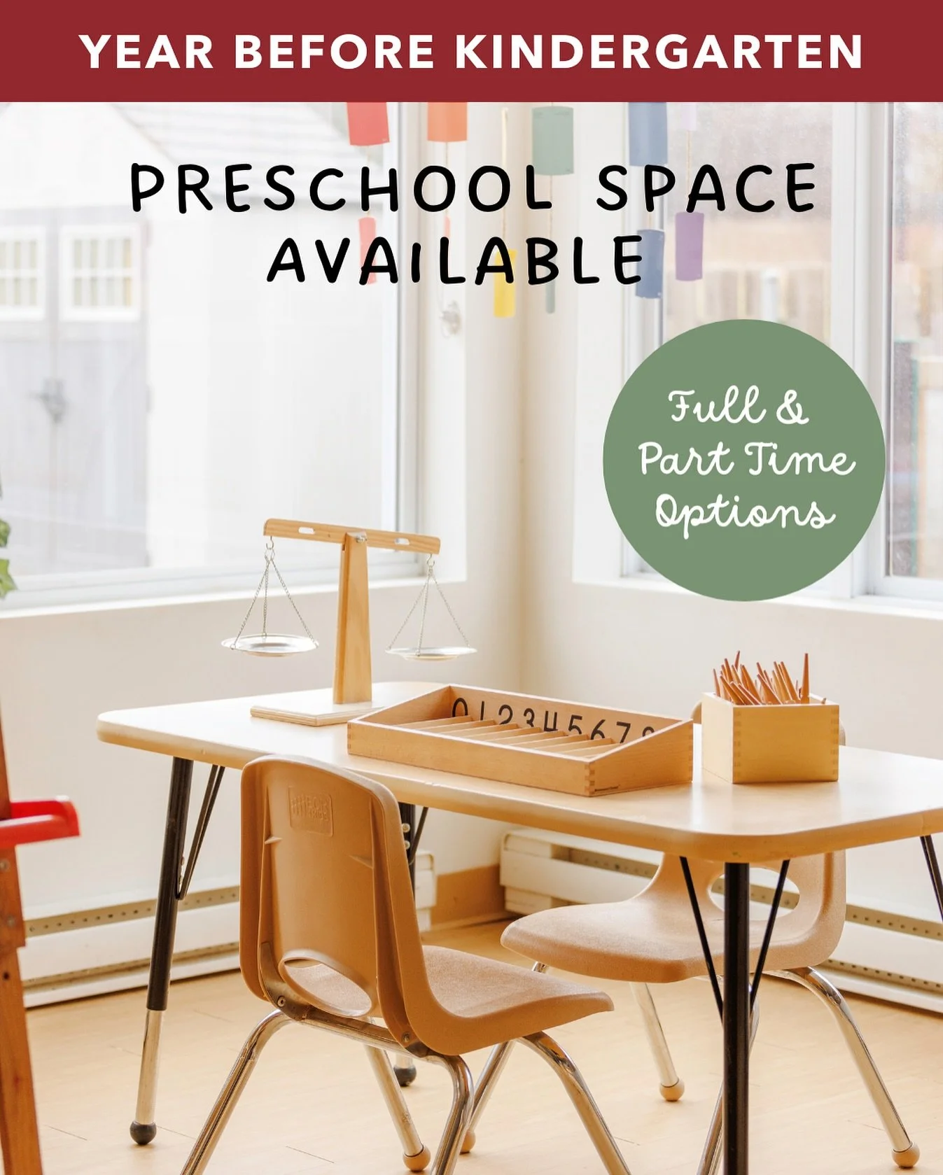 Our balanced Montessori curriculum helps to ensure a seamless entry into Kindergarten🍎✏️ 

OUR CURRICULUM:
📖Language Arts
🌎Culture
🎭Drama
🎨Art
🍽️Practical Life
🧪Science
🎹Music
🌱Sensorial Development
🧮Mathematics
🇫🇷French
🤸🏼&zwj;♀️Fitnes
