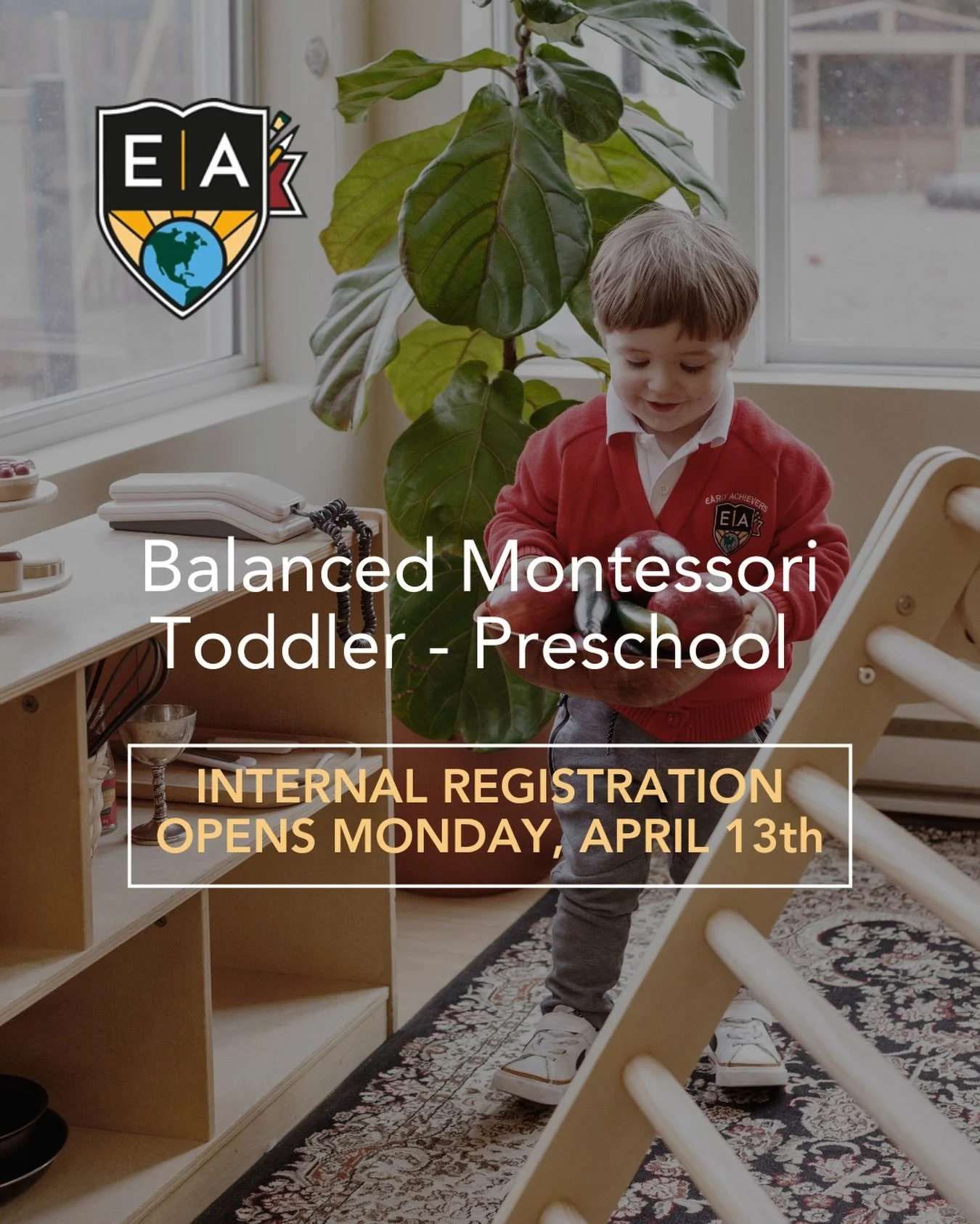 2026-27 Internal Registration Opens Monday, April 13th🍎✏️ 

Ages 1.5 - 5 years 
Full Time &amp; Part Time Options Available 

Includes returning children and/or siblings⭐️ 
*link in bio