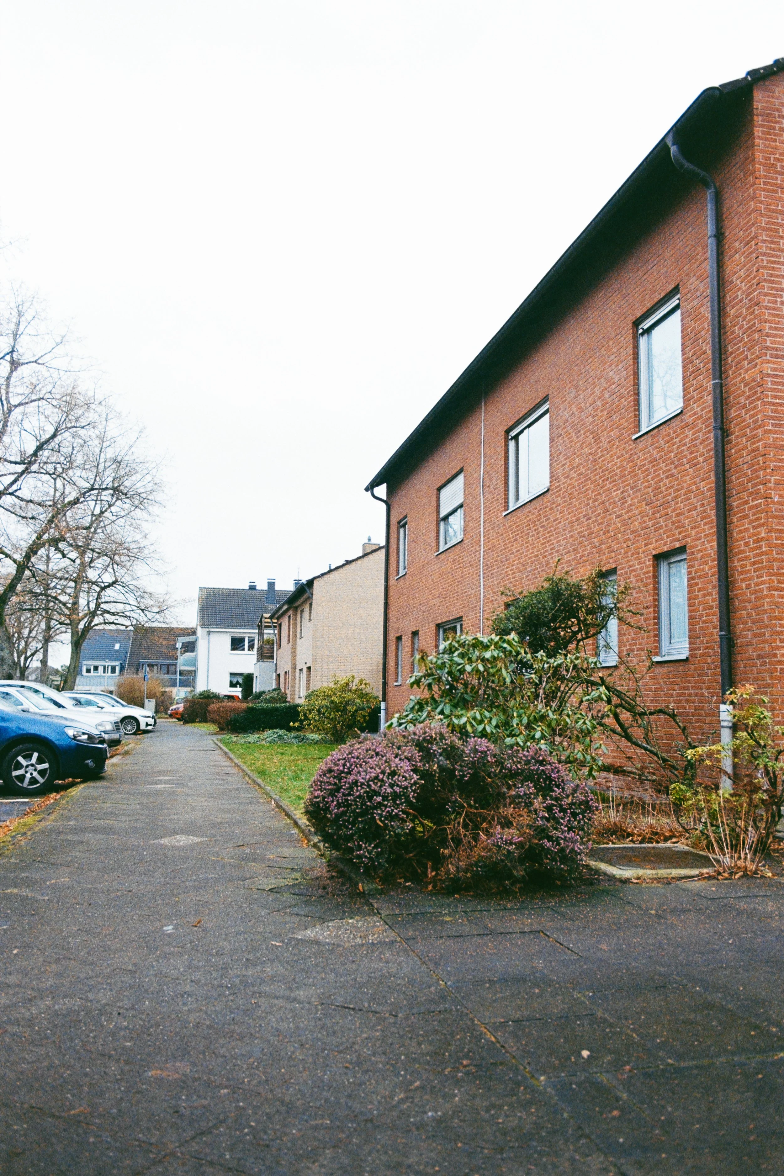 Fine art photography of a building with german architecture, captured on film in Hilden, Germany.