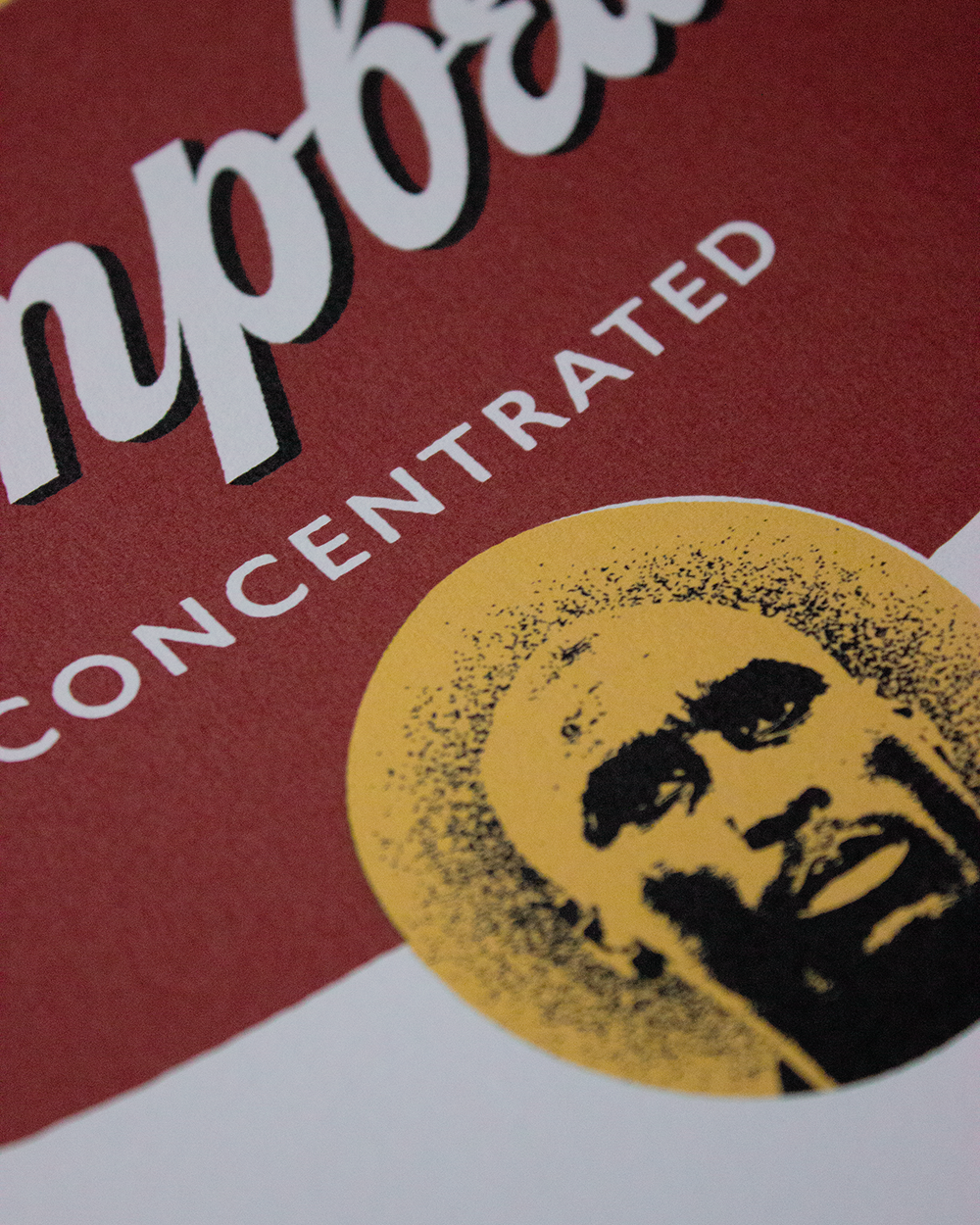 Sol Campbell soup can print close up