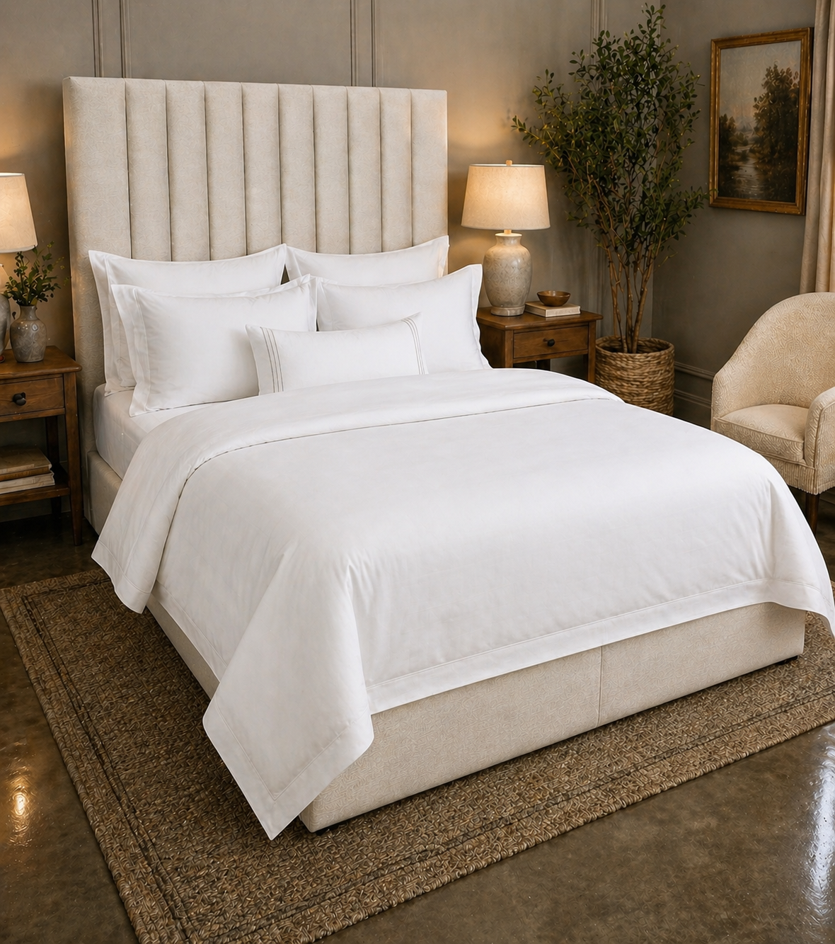 Channel Back Queen Bed Light Beige.png